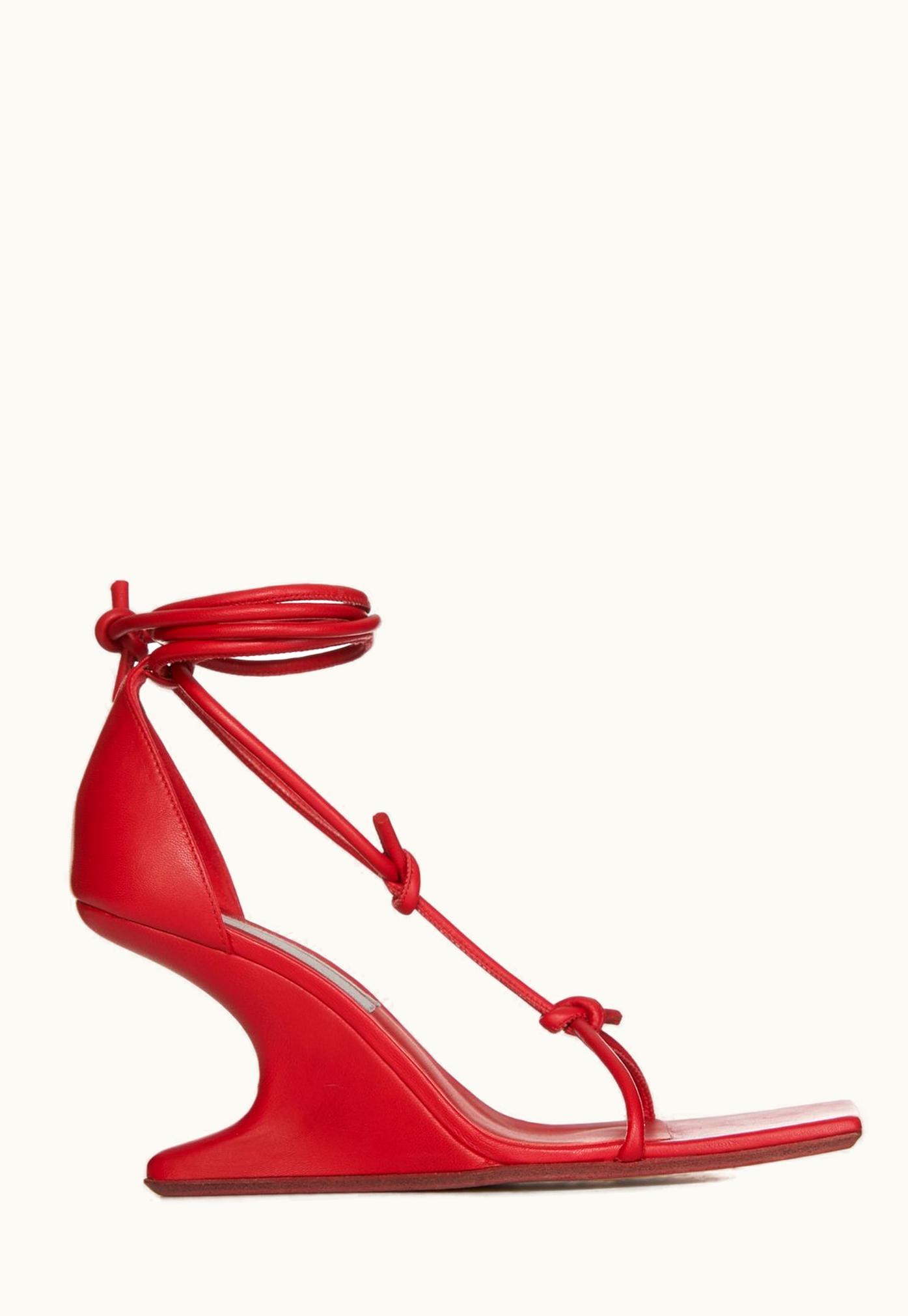 Rick Owens Rick Owens SS24 Lido Cantilever 8 T Straps Sandal In Cardinal Red Peached Lamb Skin