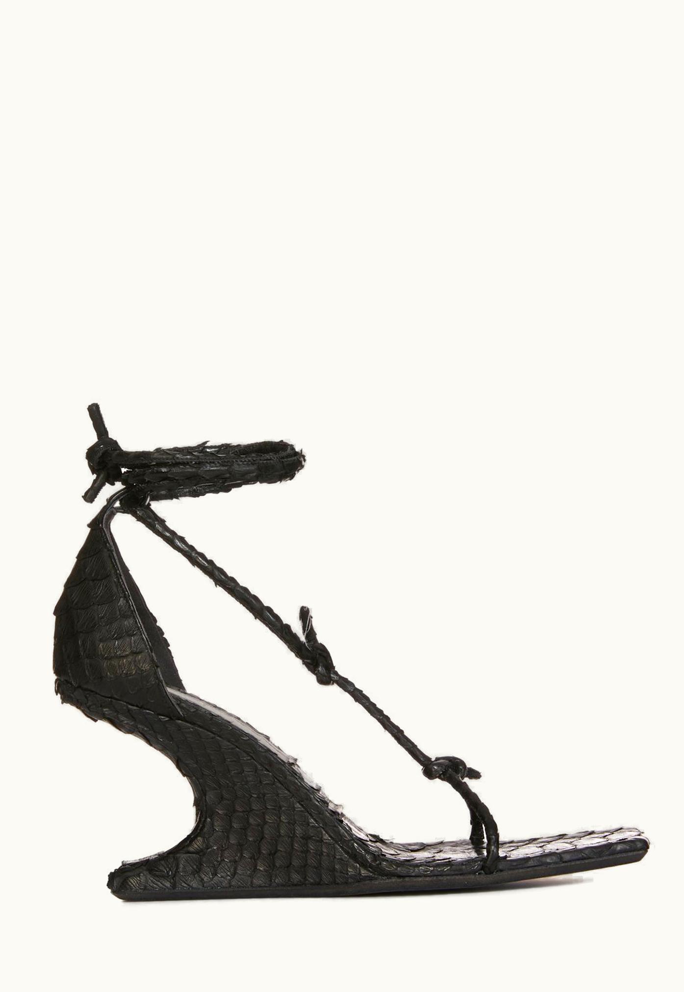 Rick Owens Rick Owens SS24 Lido Cantilever 8 T Straps Sandal In Black Jumbo Python