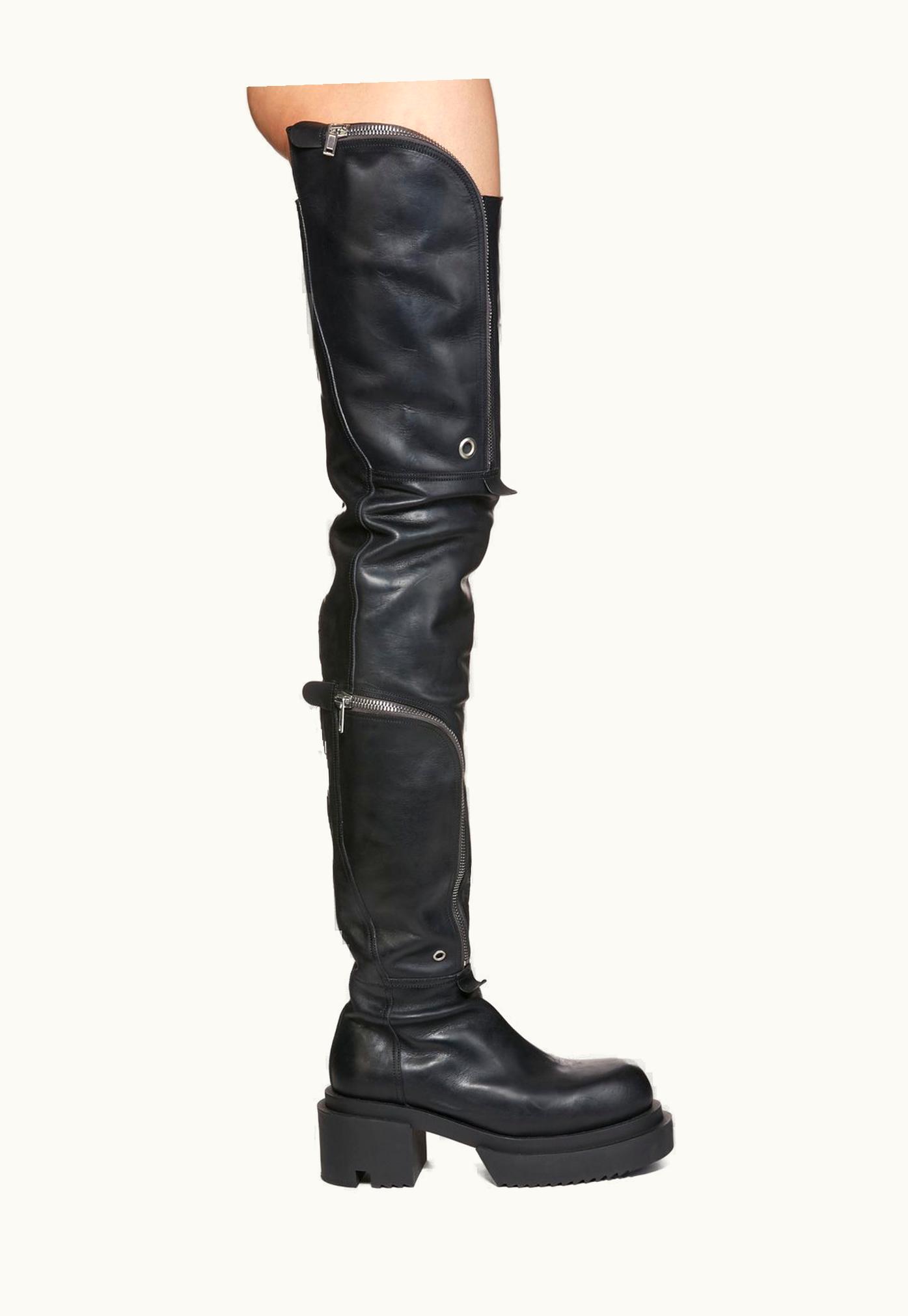 Rick Owens Rick Owens SS24 Lido Bauhaus Wader Bogun In Black Groppone Cow Leather