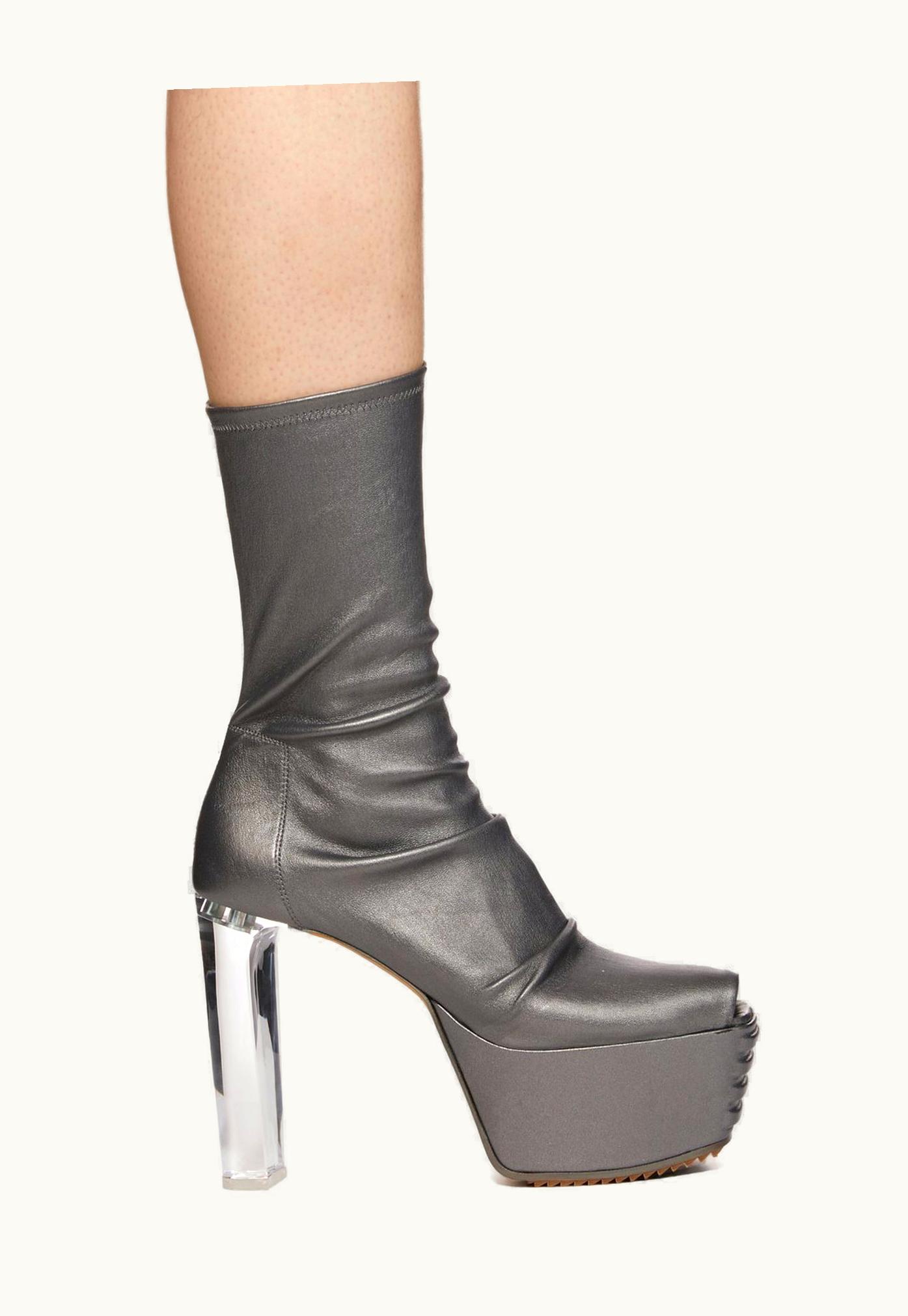 Rick Owens Rick Owens SS24 Lido Minimal Grill Stretch 65 In Gun Metal Metallic Stretch Lamb Leather