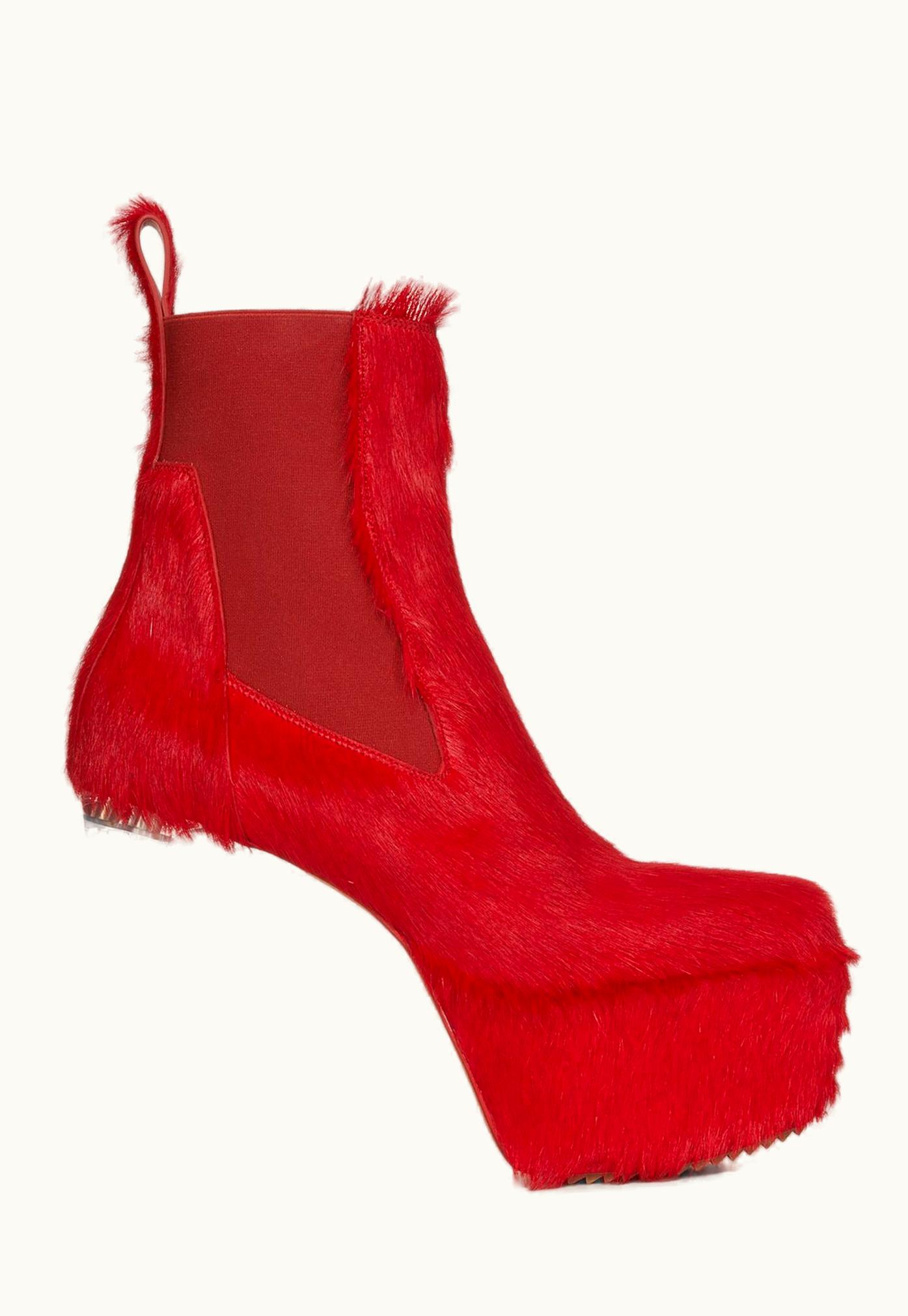 Rick Owens Rick Owens SS24 Lido Minimal Grill Beatle 65 In Cardinal Red Unshaved Cow Leather