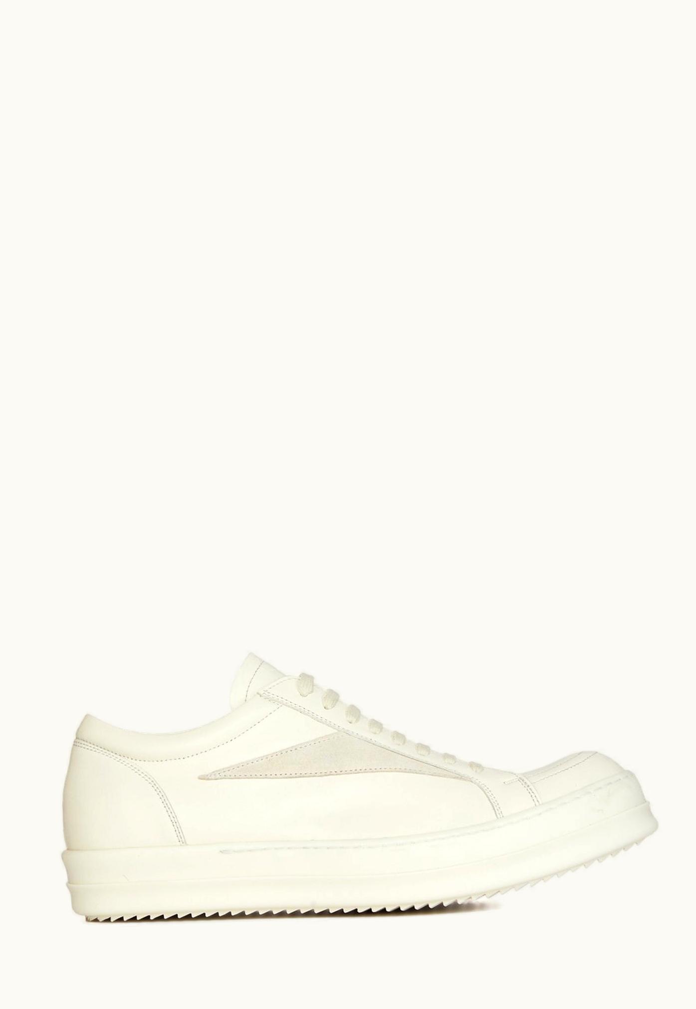 Rick Owens Rick Owens SS24 Lido Vintage Low Sneakers Milk White Calf Leather & Velour Suede