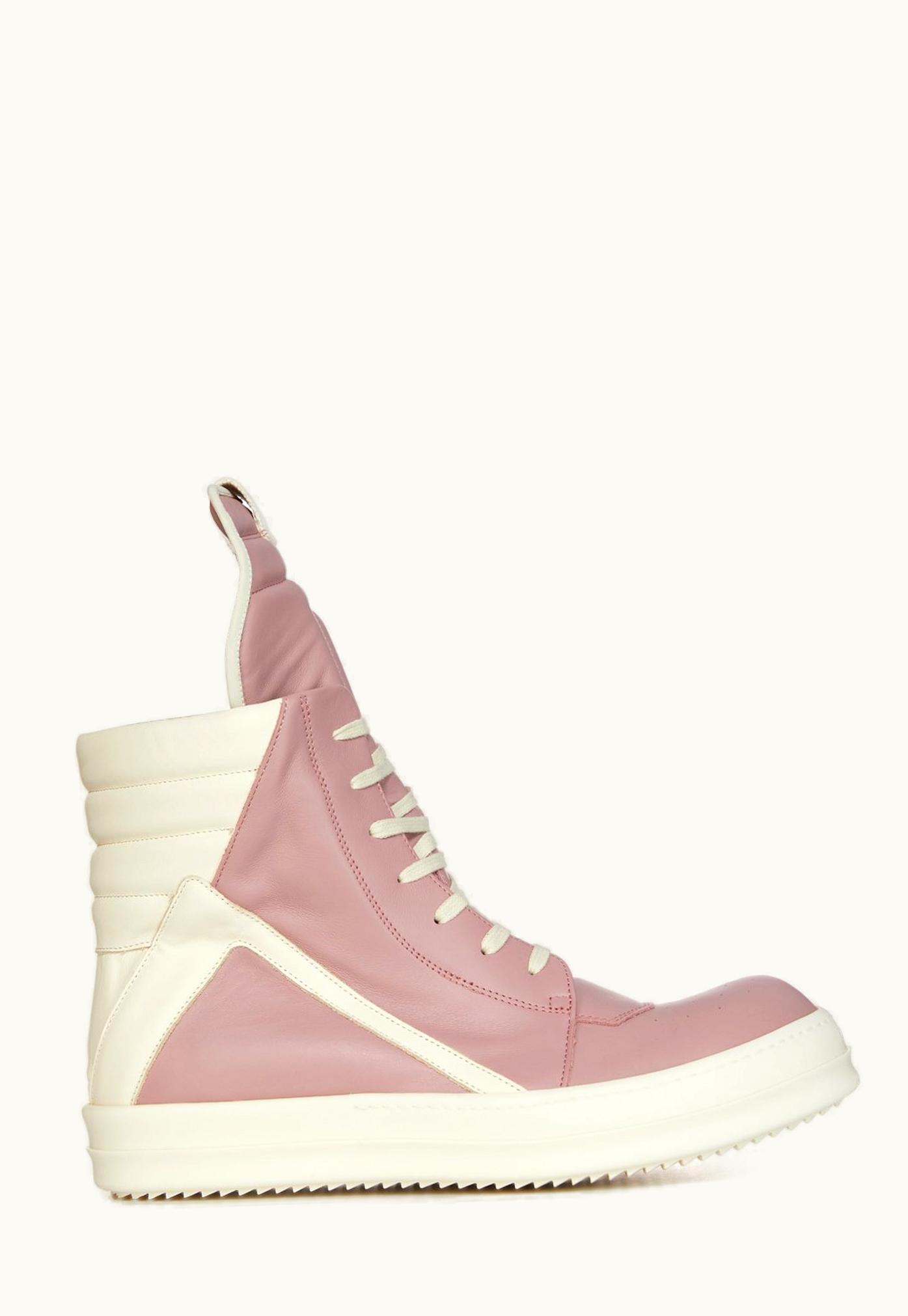 Rick Owens Rick Owens SS24 Lido Geobasket In Dusty Pink And Milk Full Grain Calf Leather