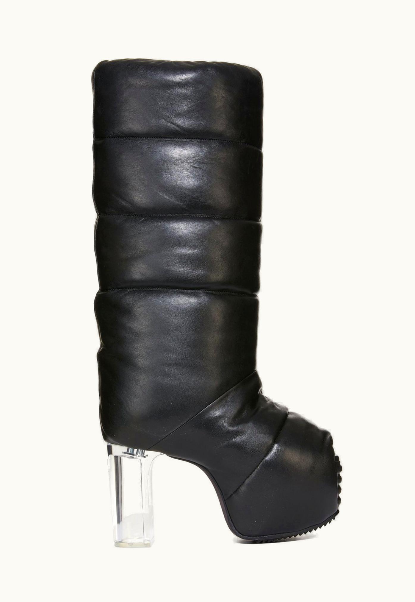 Rick Owens Rick Owens FW23 Luxor Runway Padded Pull On Platforms 45 In Black Veg Nappa Lamb