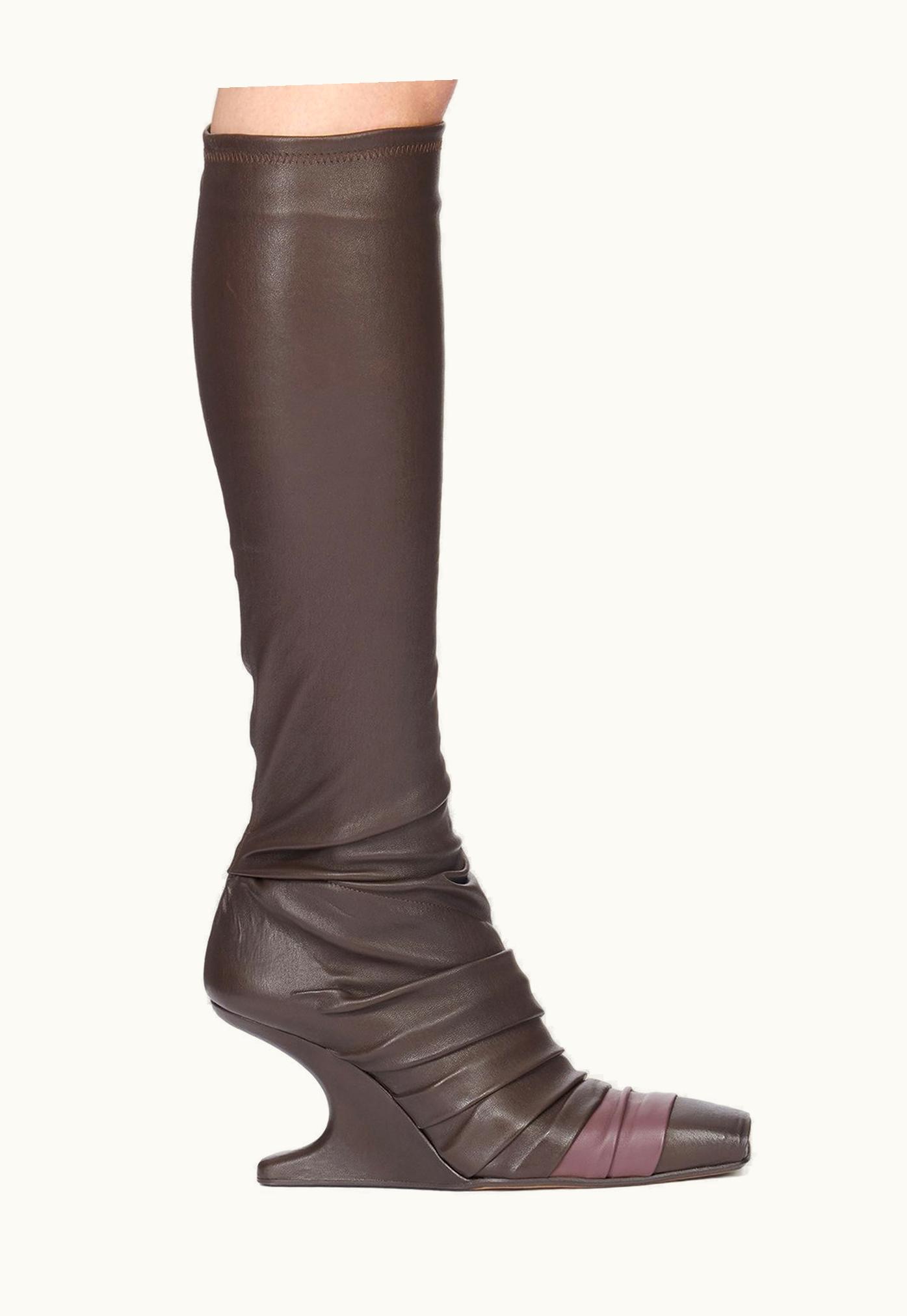 Rick Owens Rick Owens FW23 Luxor Cantilever 8 Sisy In Brown And Amethyst Stretch Lamb Leather And Long Hair Pony