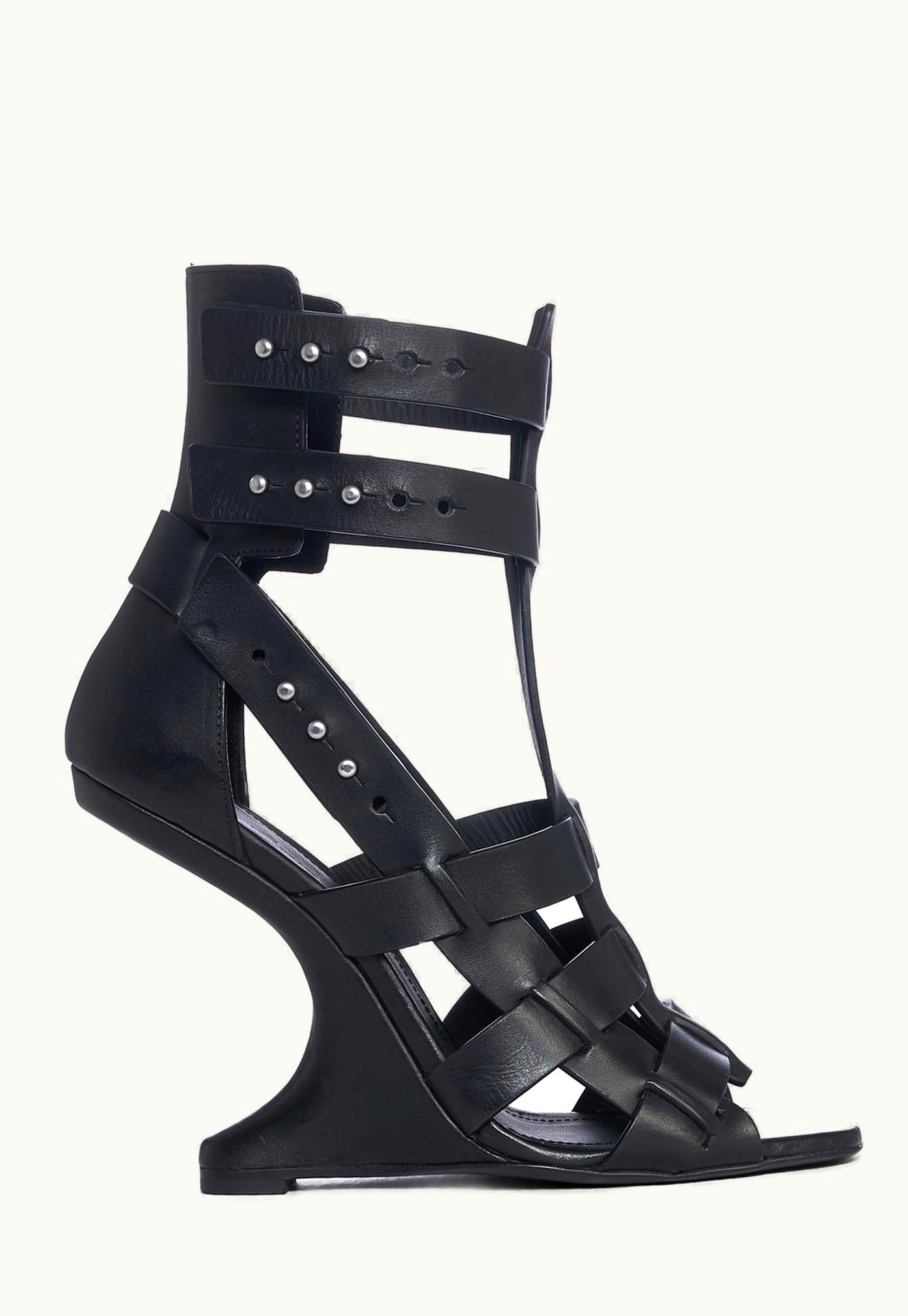 Rick Owens Rick Owens FW23 Luxor Cantilever 11 Spartan In Black Waxy Calf