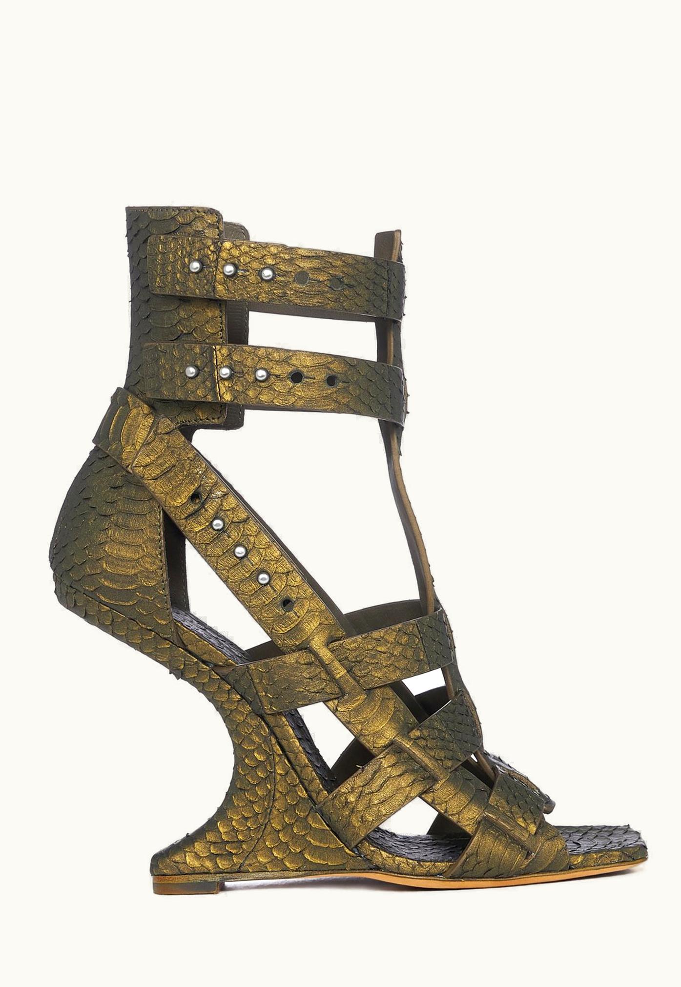 Rick Owens Rick Owens FW23 Luxor Cantilever 11 Spartan In Metallic Acid Xenochrophis Snake