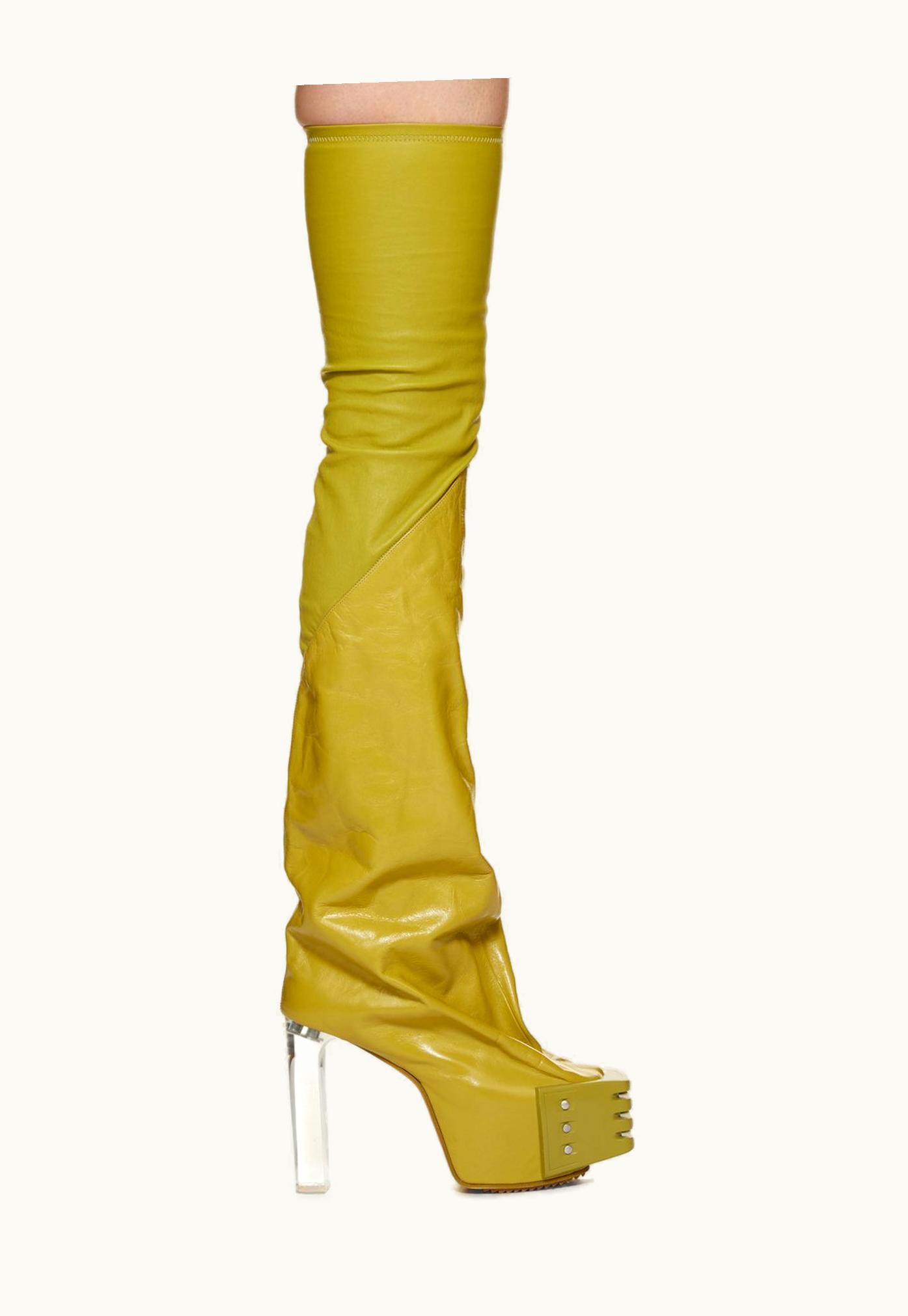 Rick Owens Rick Owens FW23 Luxor Flared Platforms 65 In Stretch Lamb Leather And Glaslux, Glossy Calf Leather