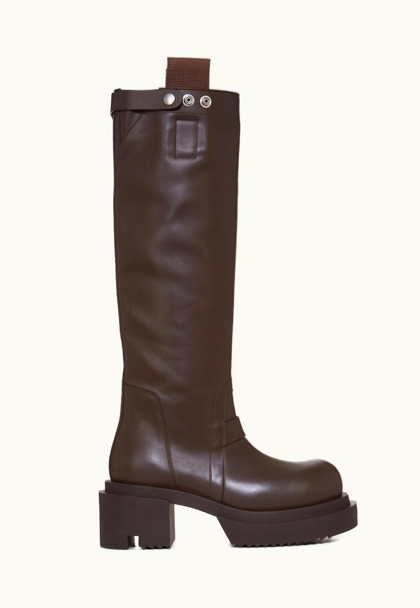 Rick Owens RICK OWENS FW23 LUXOR Pull On Bogun Boots in Brown Cortina Grease Calf Leather