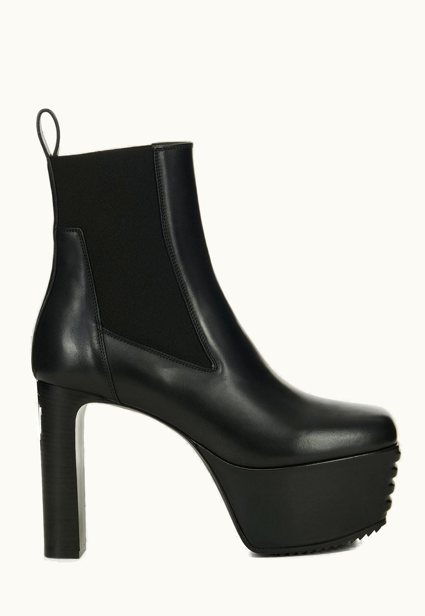 Rick Owens RICK OWENS FW23 LUXOR MINIMAL GRILL BEATLE 65 Platform Shoes in Black Cortina Grease Calf Leather