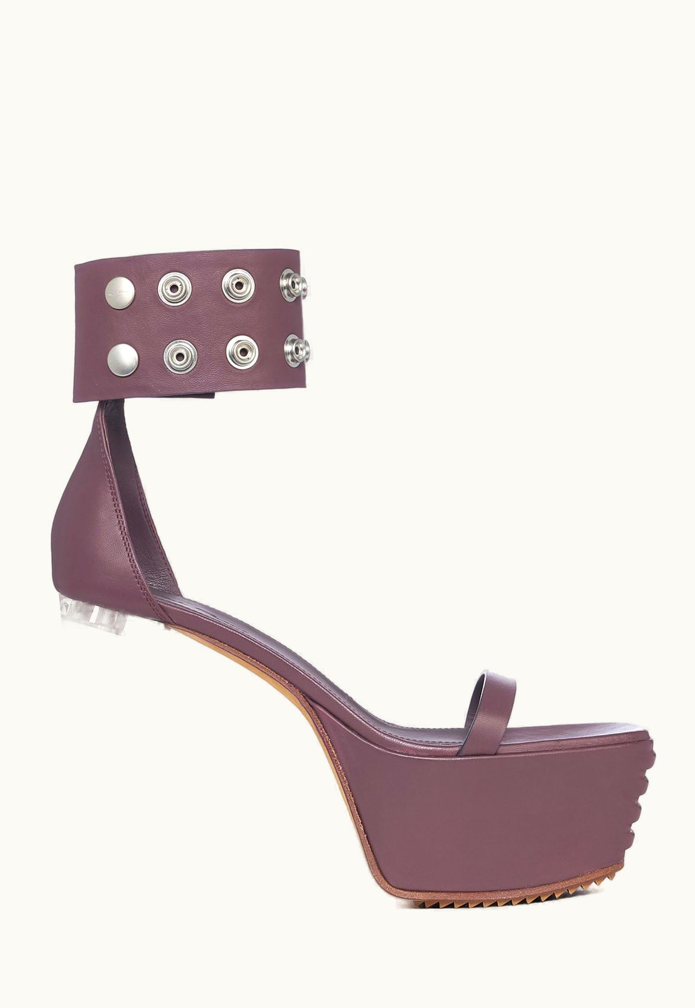 Rick Owens Rick Owens FW23 Luxor Minimal Grill Snapstrap Sandal 65 In Amethyst Purple Peached Lambskin