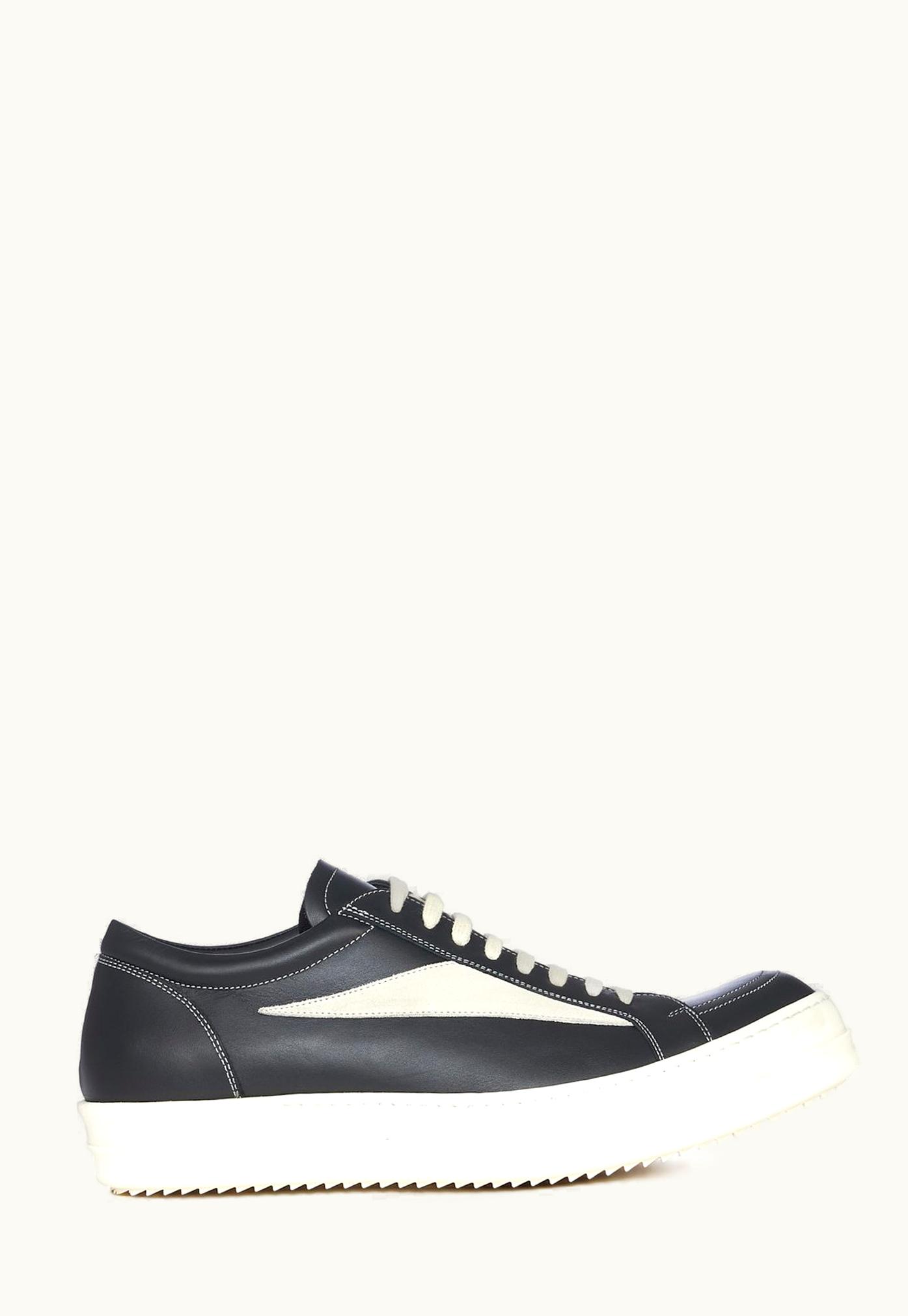 Rick Owens RICK OWENS FW23 LUXOR VINTAGE SNEAKS Low-Top Sneakers Black & Milk Calf Leather & Suede