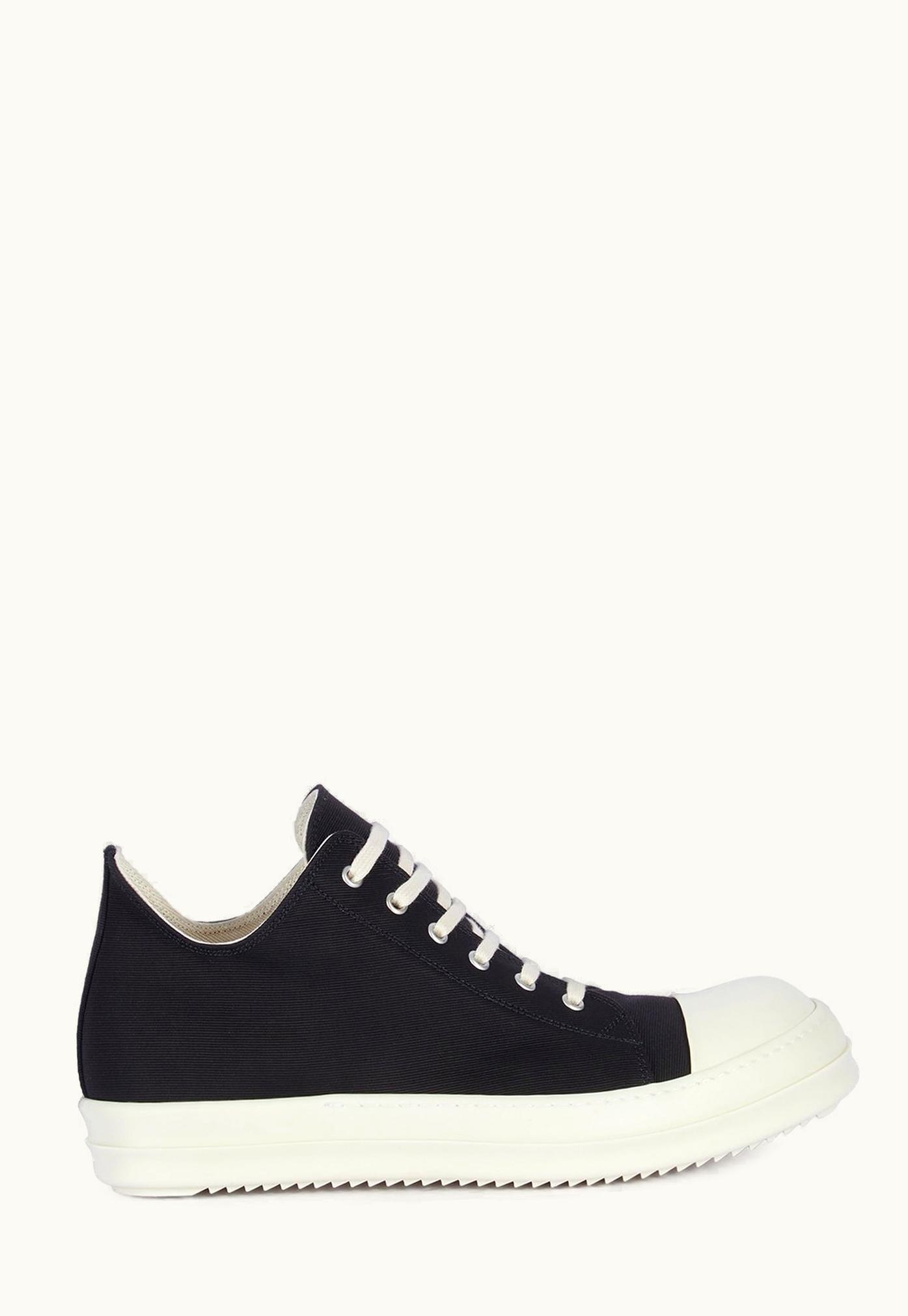 Rick Owens Rick Owens DRKSHDW SS24 Lido Low Sneaks Organic Cotton Barre Black/Milk/Milk