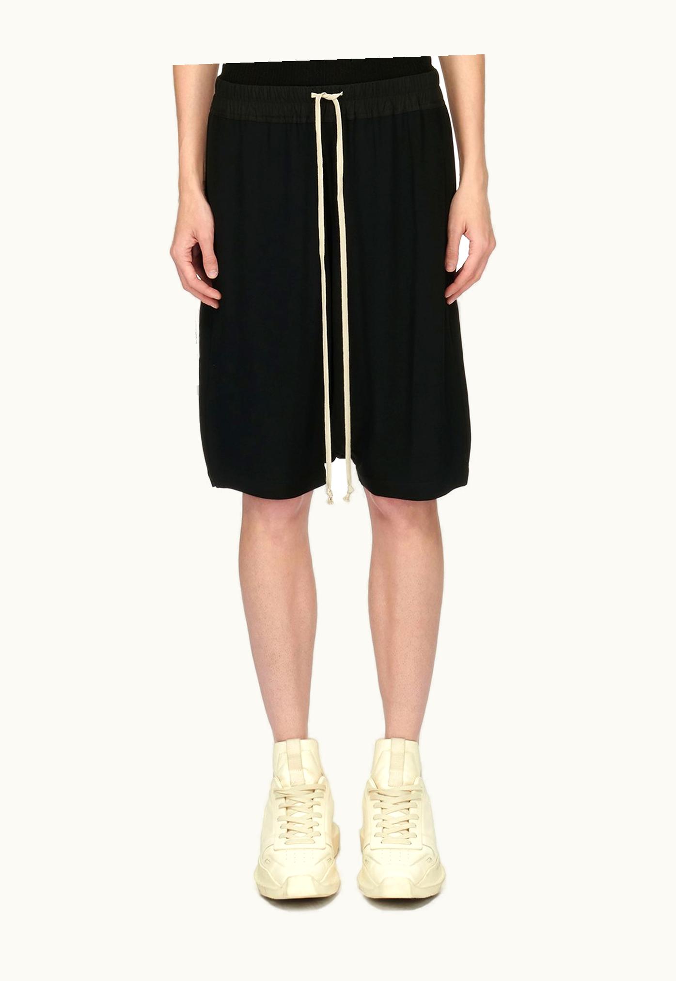 Rick Owens Rick Owens Forever Pods Shorts In Black Cady Crepe