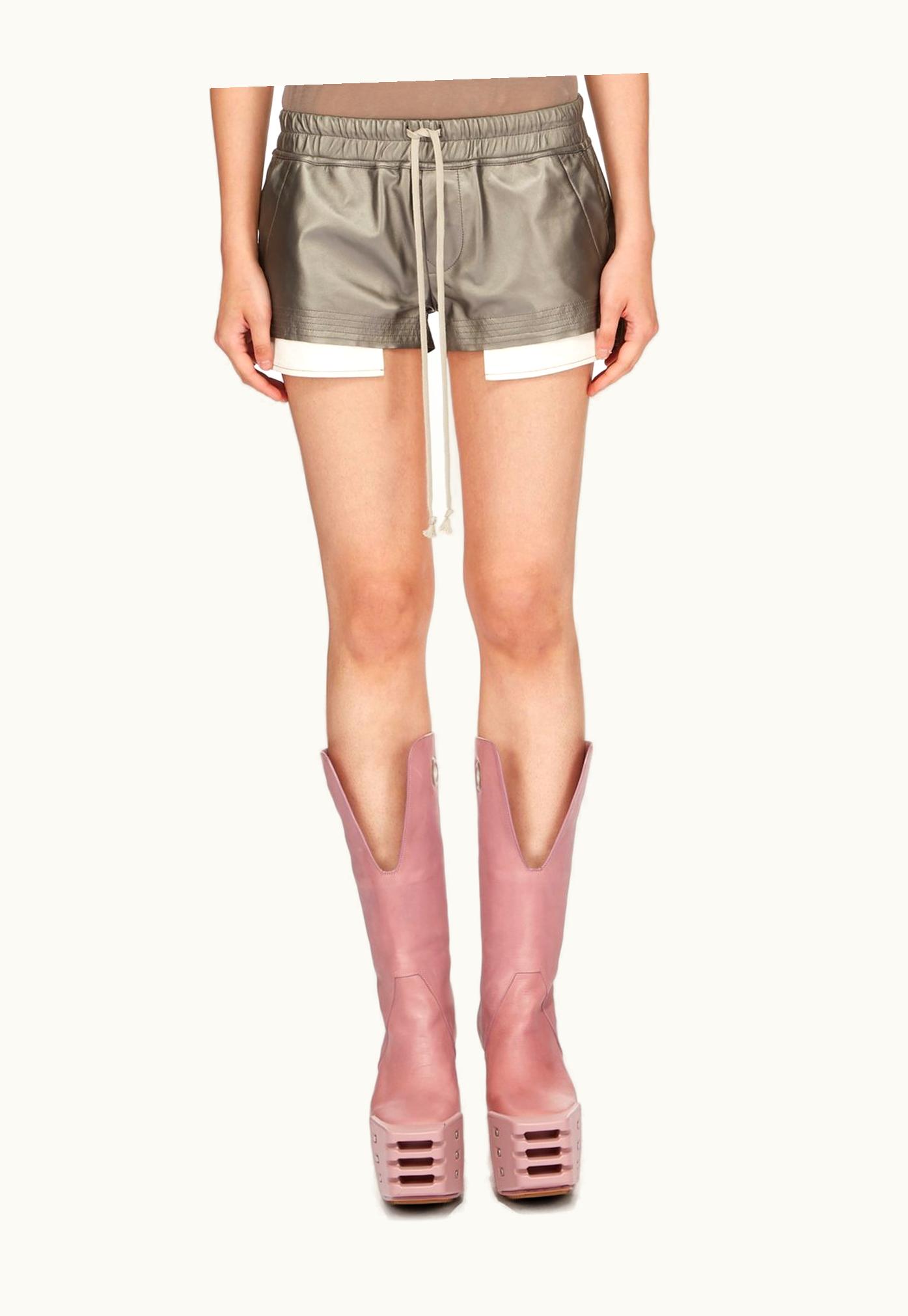 Rick Owens Rick Owens SS24 Lido Fog Boxers In Gun Metal Metallic Peached Lamb Skin
