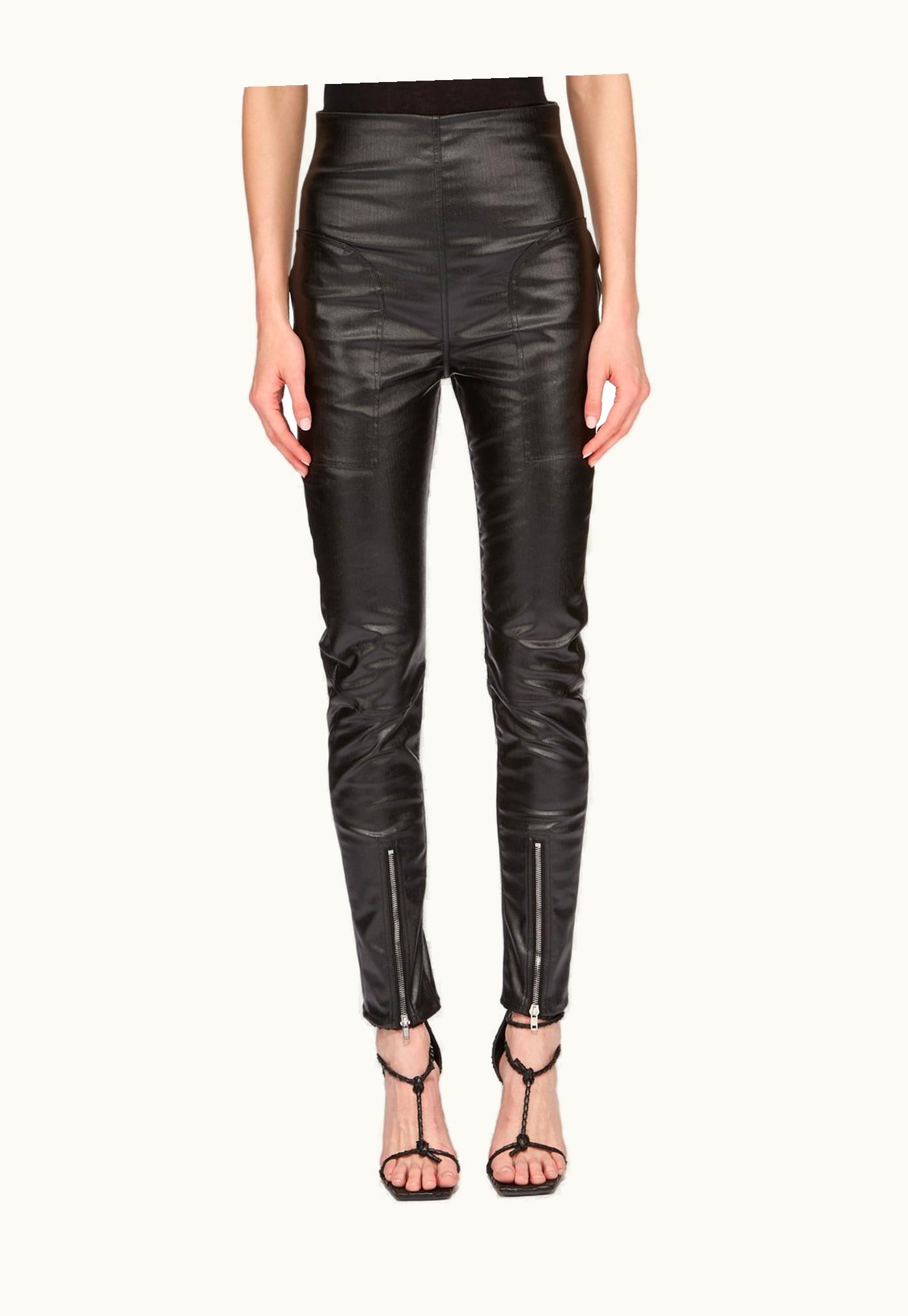 Rick Owens Rick Owens SS24 Lido Dirt Waist Leggings In Black Coated Stretch Denim
