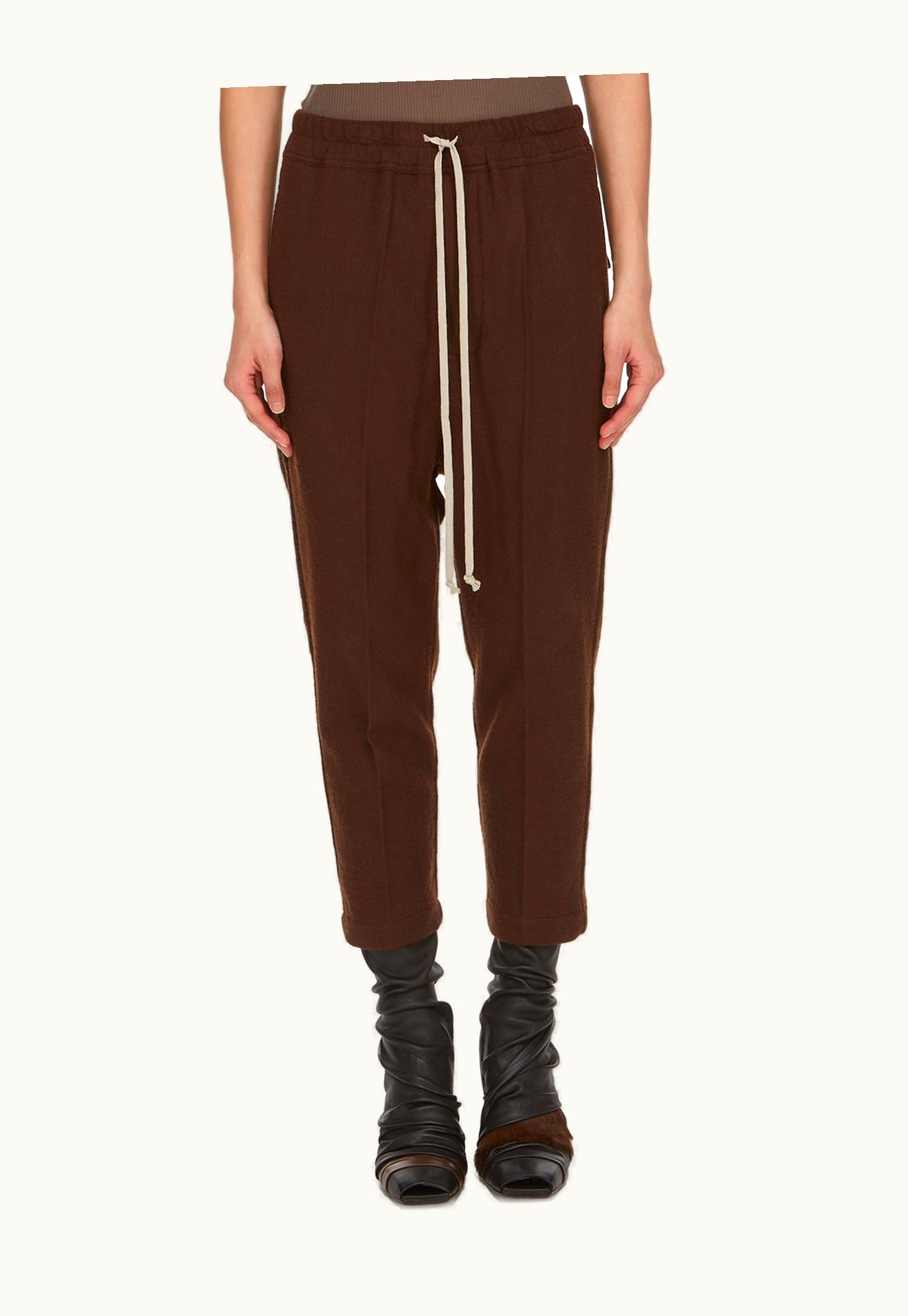 Rick Owens Rick Owens FW23 Luxor Drawstring Astaires Cropped In Brown Soft Wool Flannel