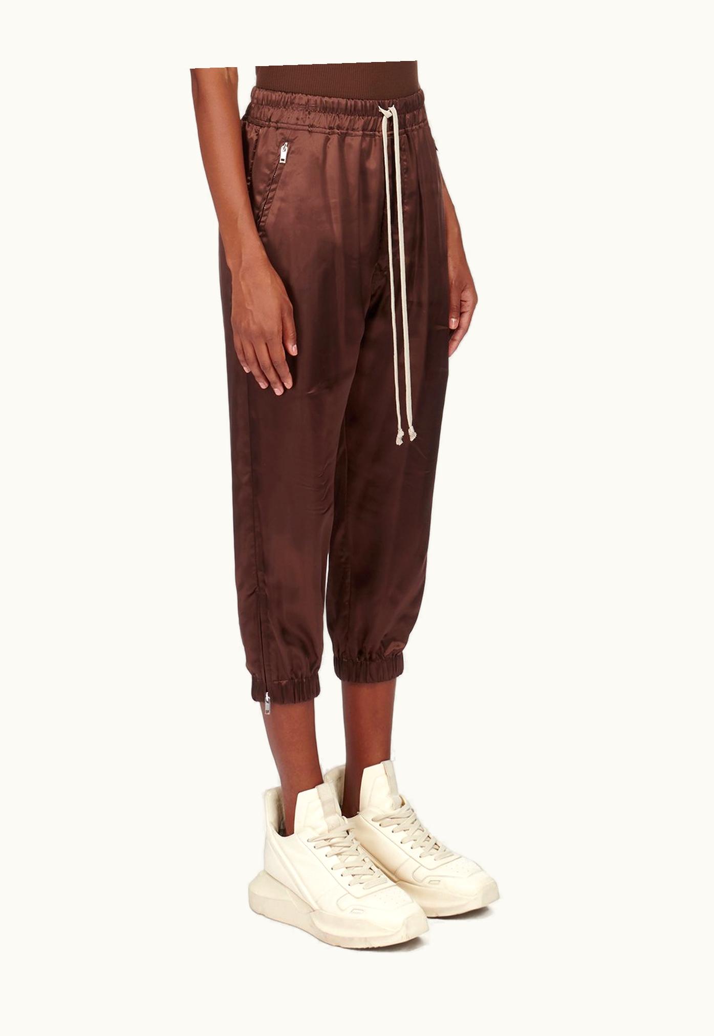 Rick Owens Rick Owens FW23 Luxor Cropped Track In Brown Cupro Satin