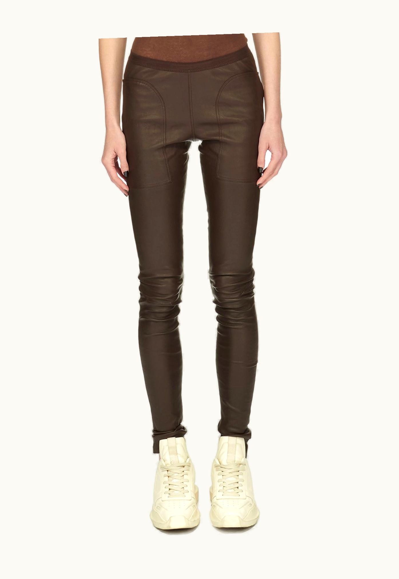 Rick Owens Rick Owens FW23 Luxor Leggings In Brown Stretch Lamb Leather