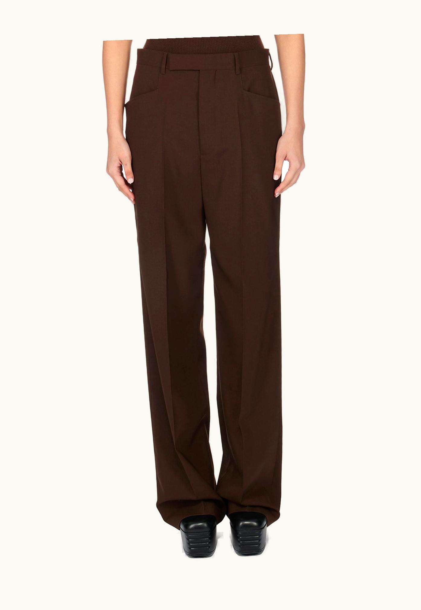 Rick Owens Rick Owens FW23 Luxor Mastodon Trousers In Brown Paper Finish Wool