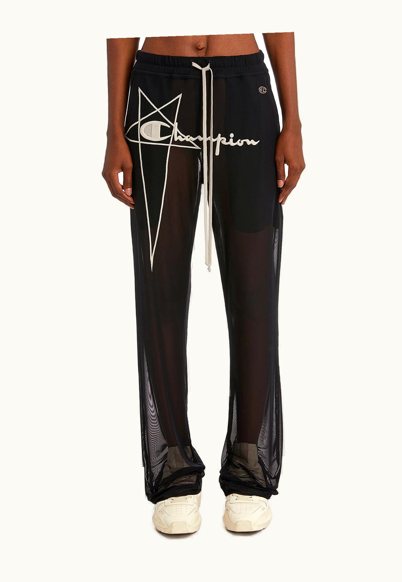 Rick Owens Champion X Rick Owens Dietrich Drawstring Pants Black Nylon Micromesh