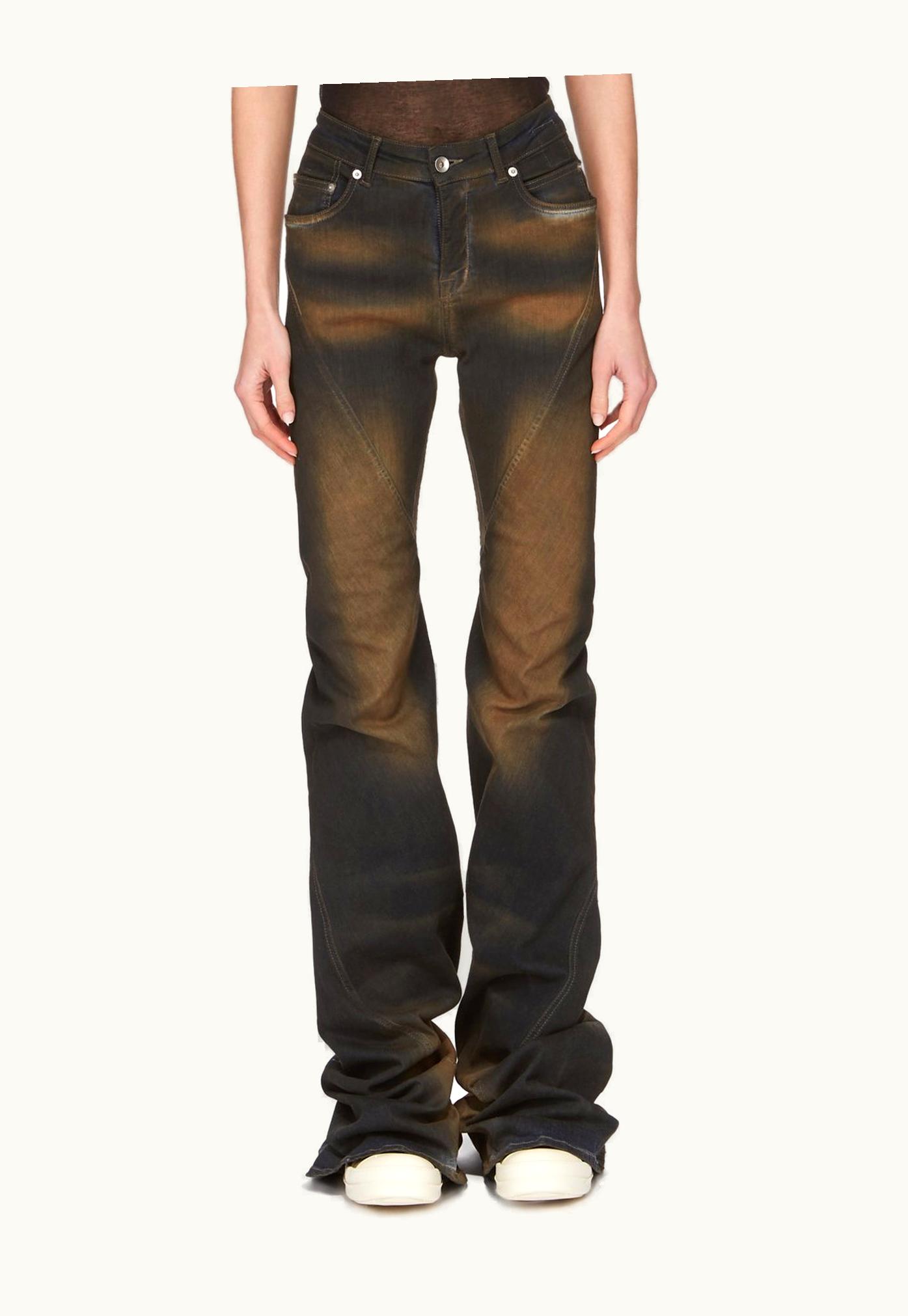 Rick Owens Rick Owens DRKSHDW FW23 Luxor Bias Bootcut In Mud Washed Stretch Denim