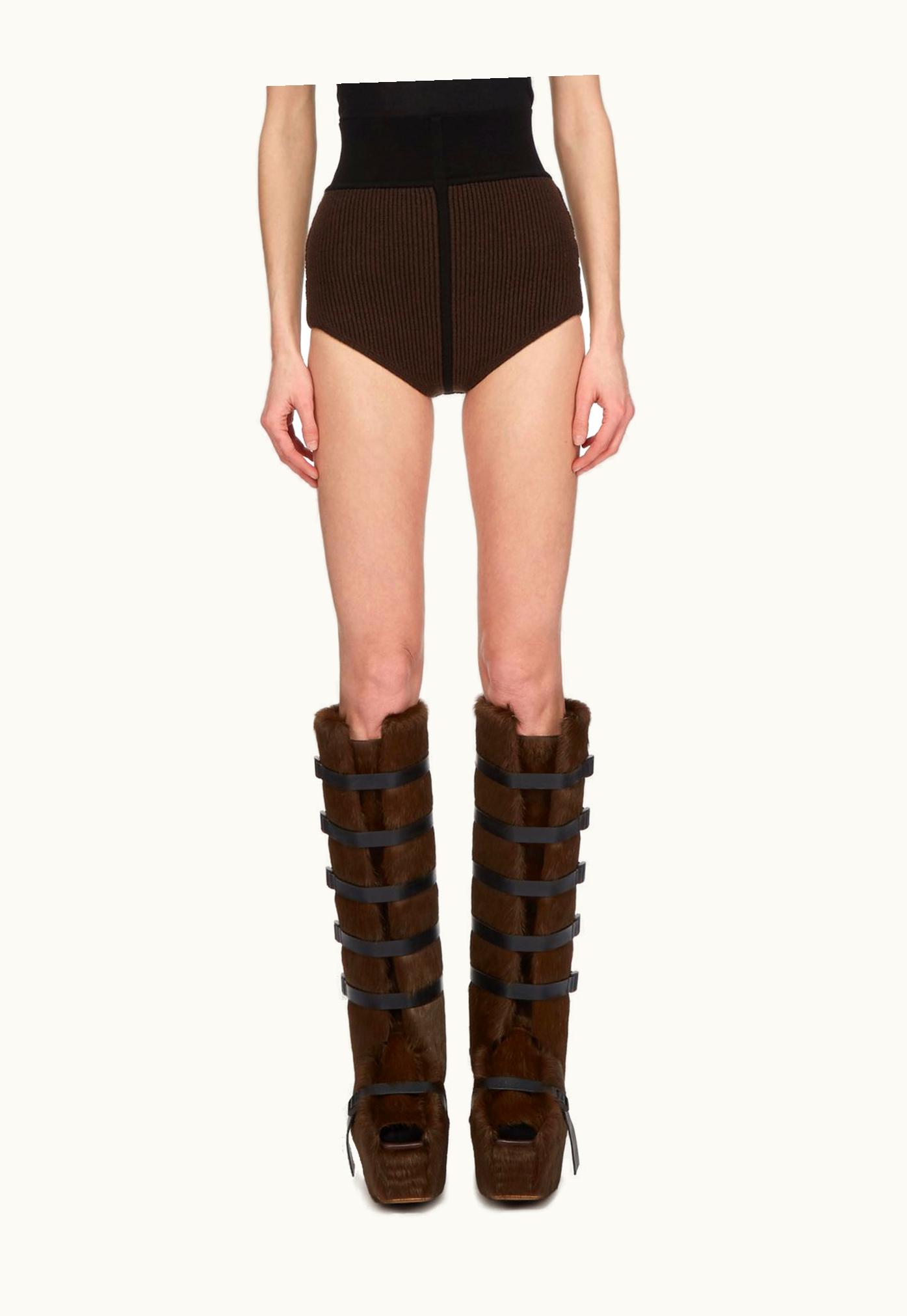 Rick Owens Rick Owens FW23 Luxor Runway Dirt Panties In Brown And Black Heavy Rib Recycled Cashmere