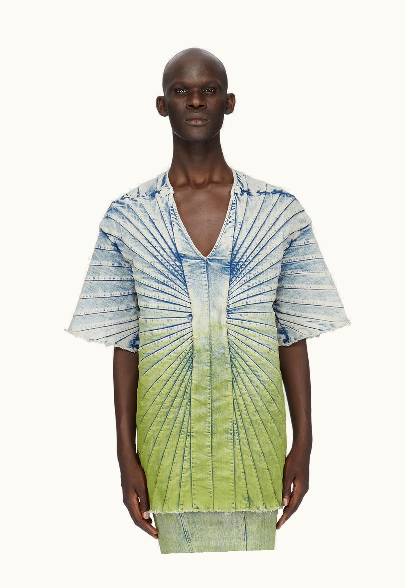 Rick Owens Moncler + Rick Owens FW23 Radiance Top In Acd Degrade Radiance Stretch Denim