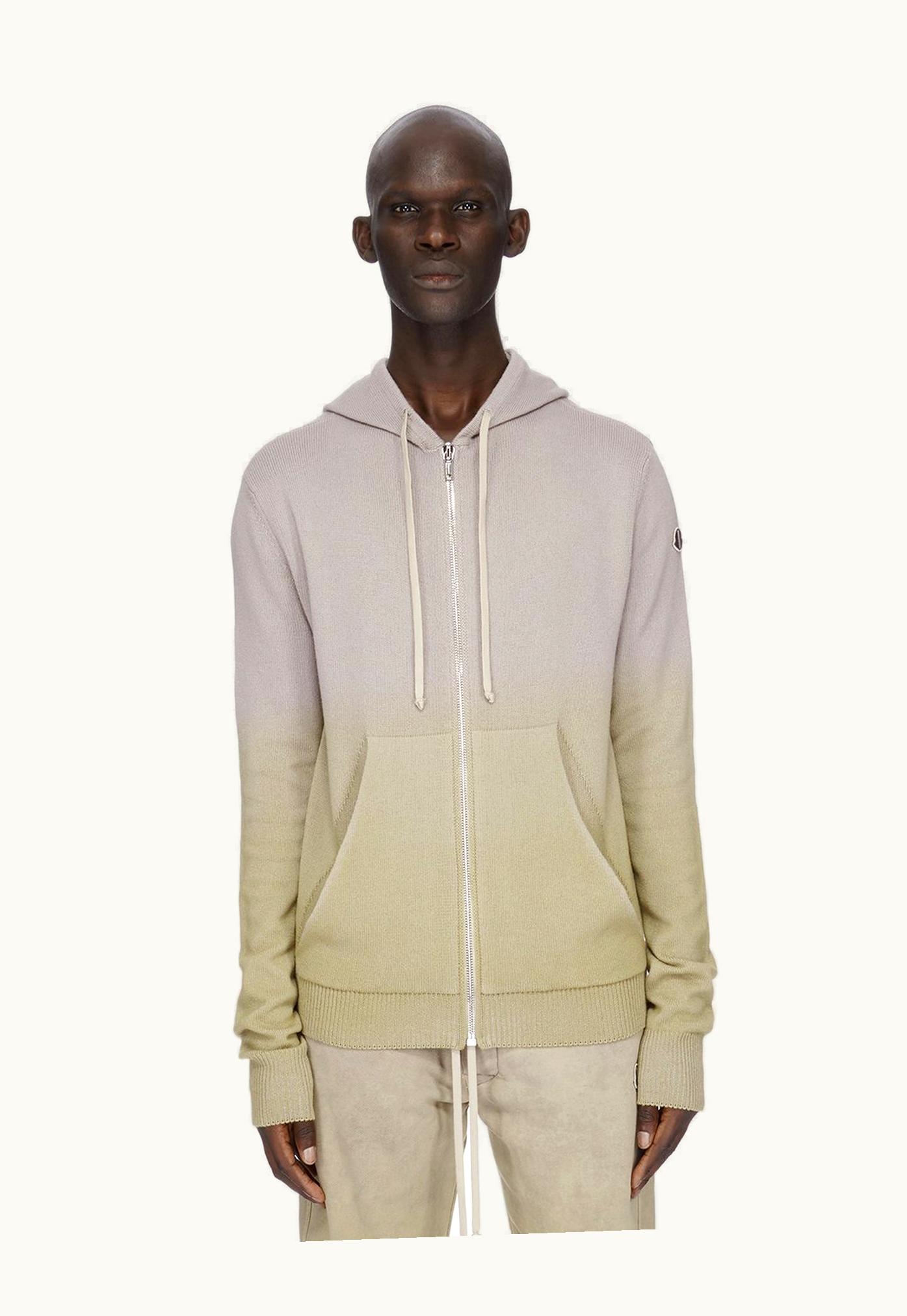 Rick Owens Moncler + Rick Owens FW23 Zipped Hoodie In Acid Degrade Cashmere Knit