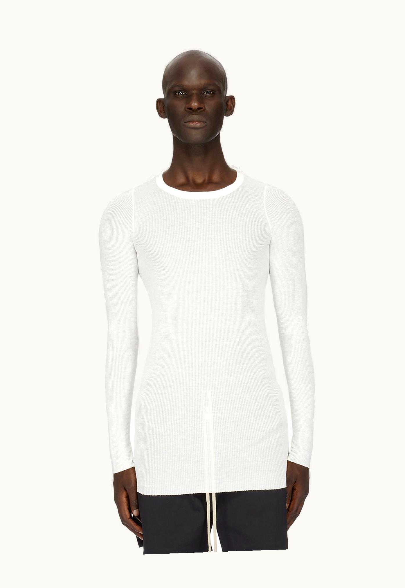 Rick Owens Rick Owens Forever Rib Ls T In Milk Viscose Silk Rib Jersey