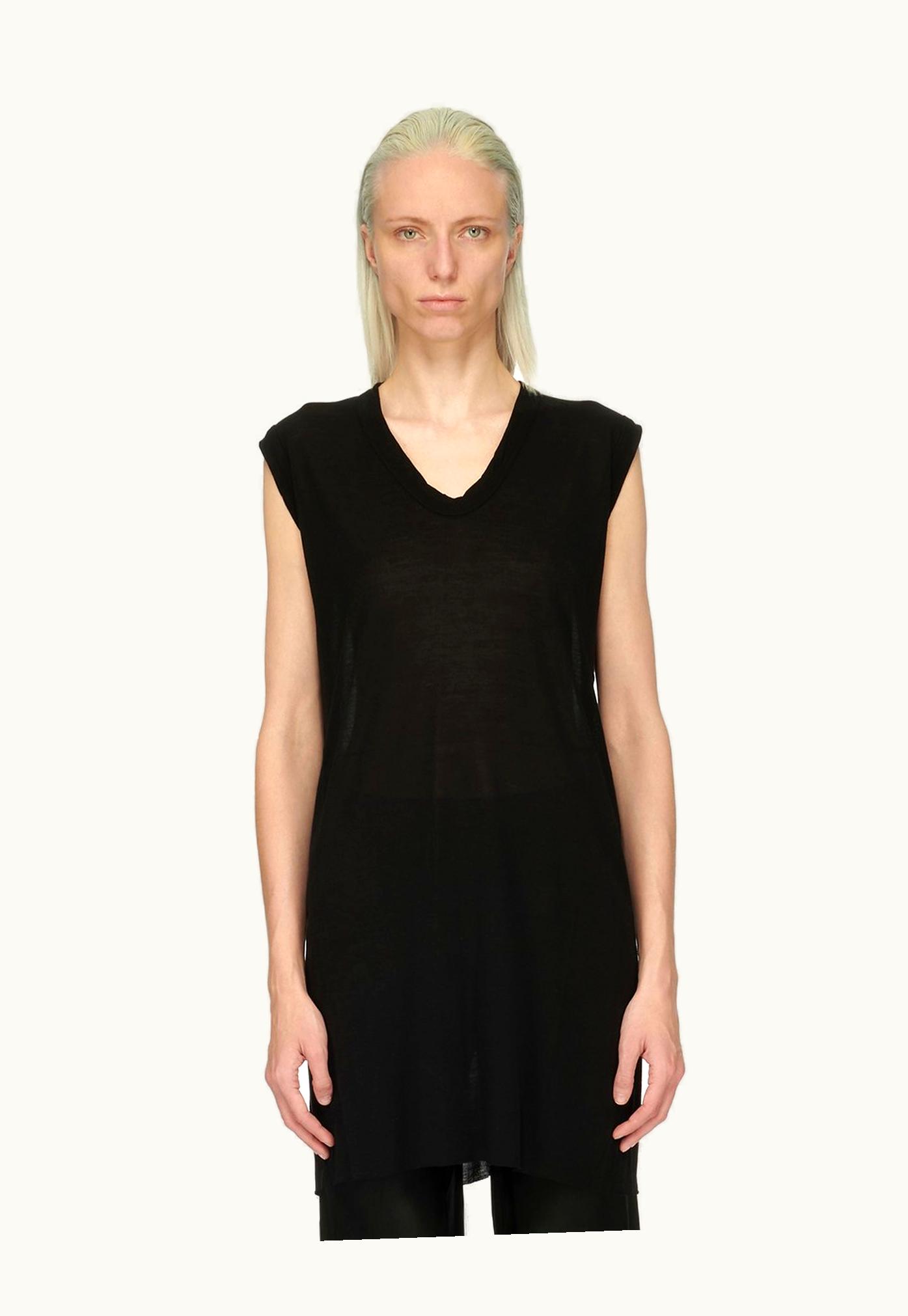Rick Owens Rick Owens Forever Basic Sleeveless Top in Black Viscose Silk Jersey