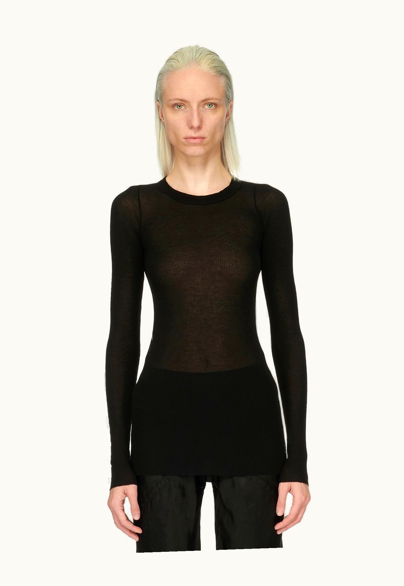 Rick Owens Rick Owens Forever Rib LS T Black Viscose Silk Rib Jersey