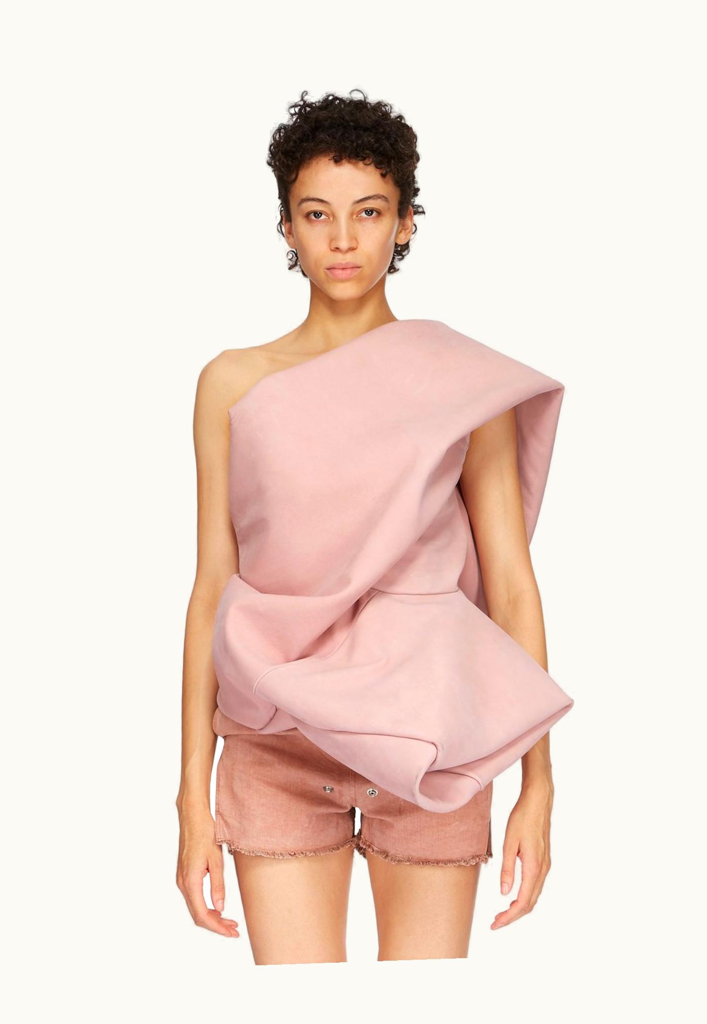 Rick Owens Rick Owens SS24 Lido Runway Garland Top In Dusty Pink Grainy Nubuck