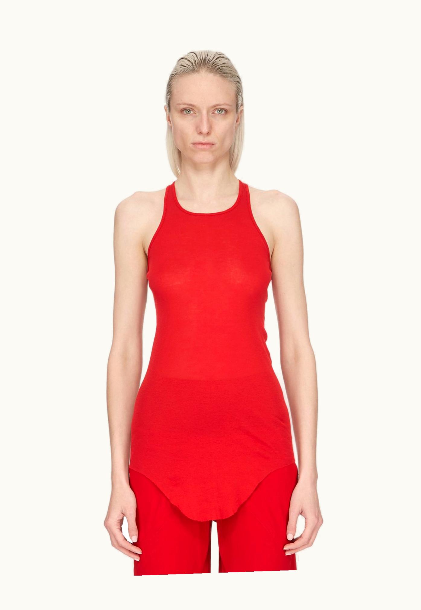Rick Owens Rick Owens Cardinal Red SS24 Lido Basic Rib Tank In Mini Rib Jersey