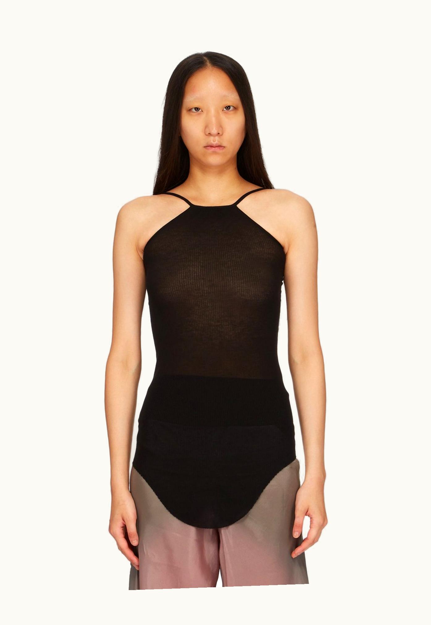 Rick Owens Rick Owens SS24 Lido Skorpio Tank In Black Viscose Silk Rib Jersey