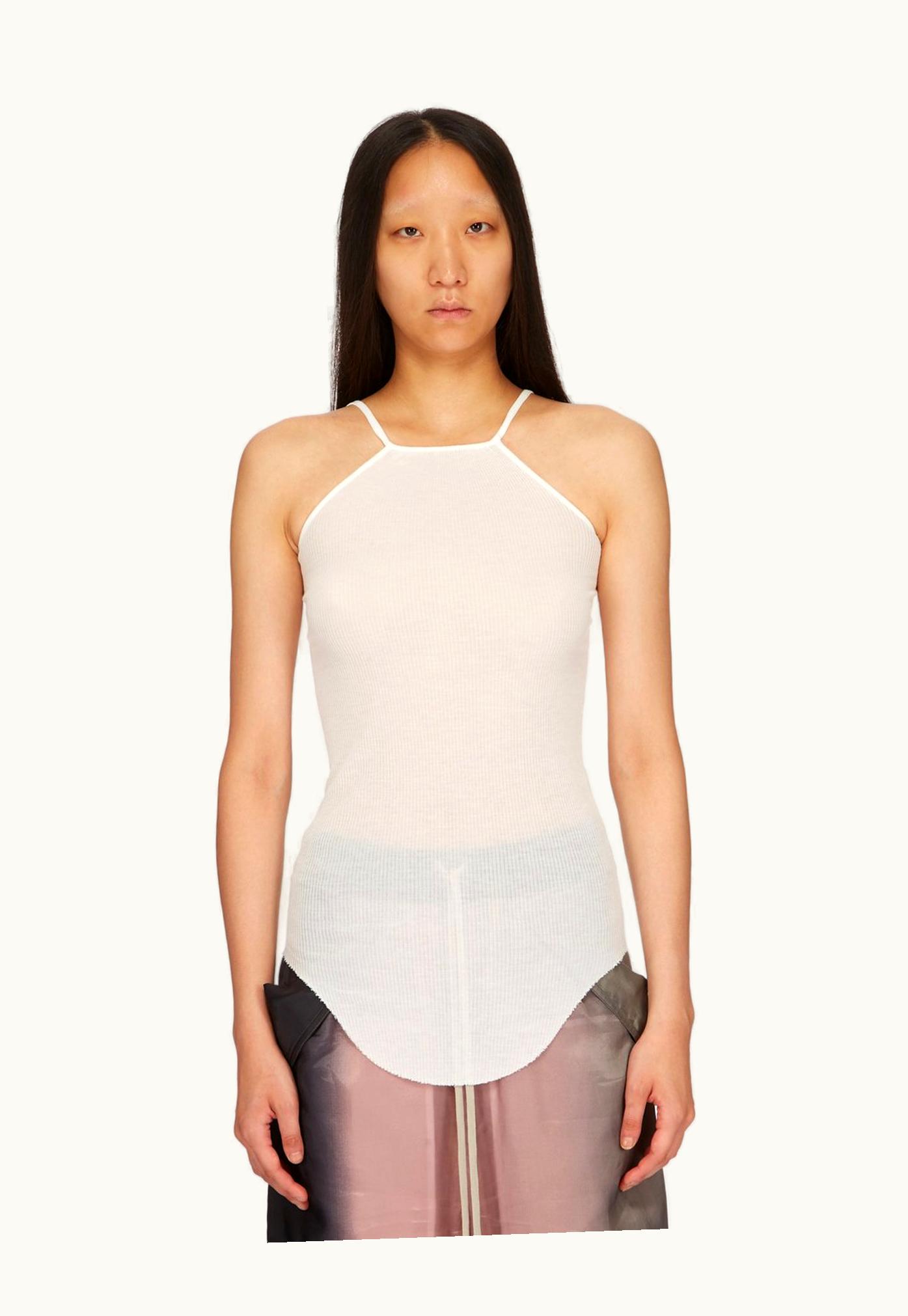 Rick Owens Rick Owens SS24 Lido Skorpio Tank In Milk Viscose Silk Rib Jersey