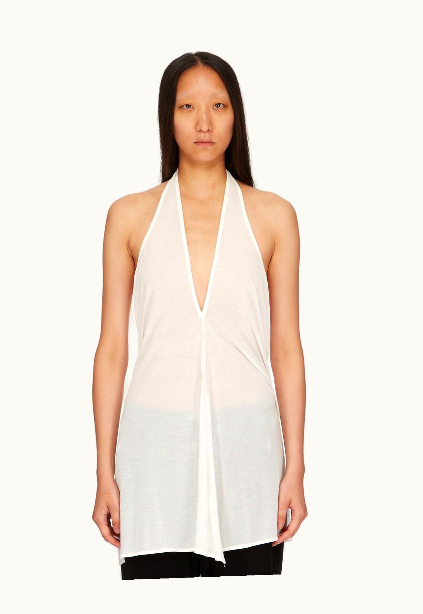 Rick Owens Rick Owens SS24 Lido V Neck Halter In Milk Viscose Silk Jersey