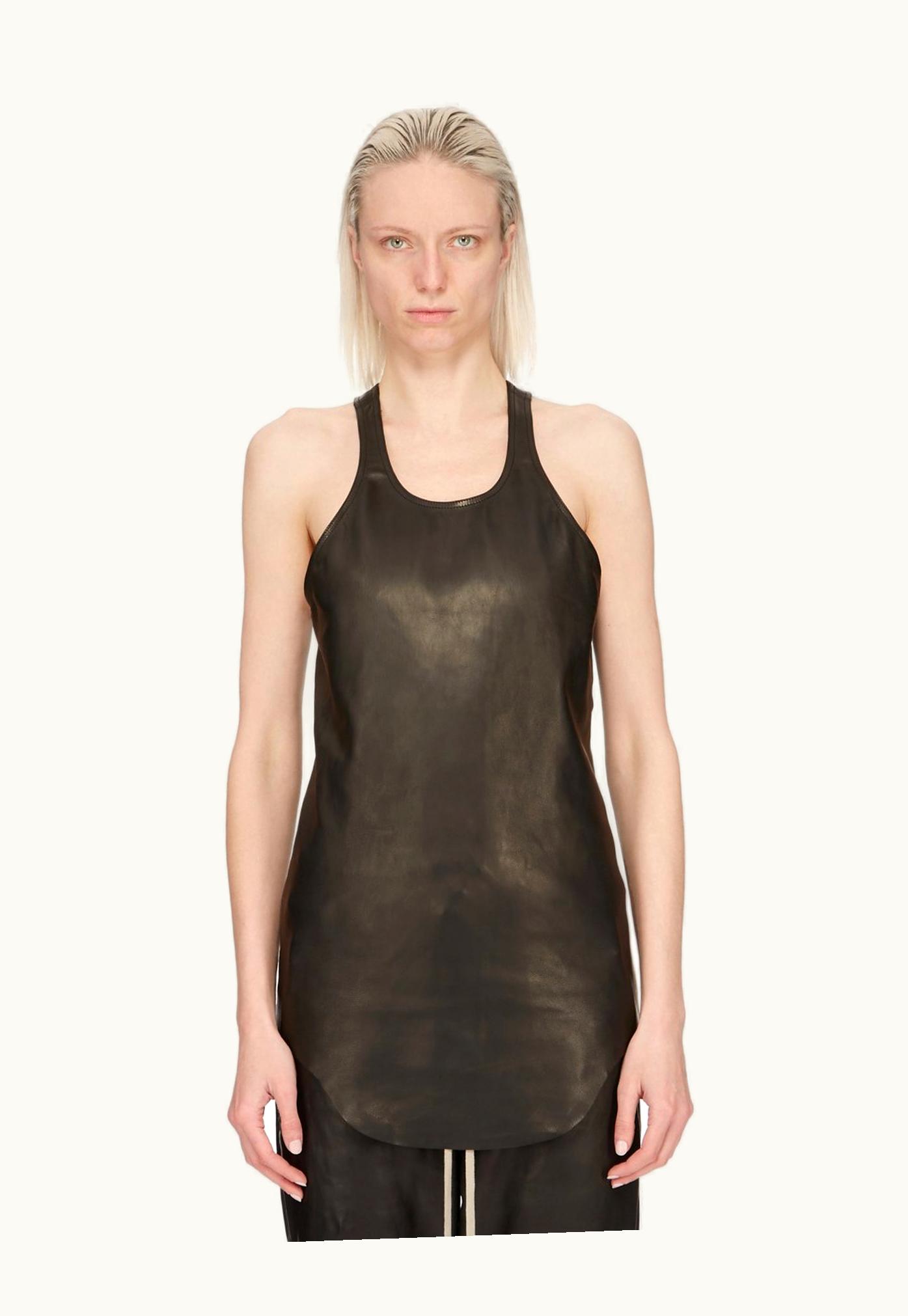 Rick Owens RICK OWENS SS24 Lido Leather Tank Black Veg Nappa Lamb