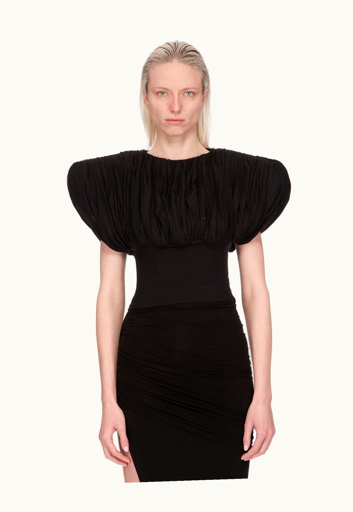 Rick Owens Rick Owens SS24 Lido Tatlin T In Black Unstable Cotton And Mini Rib Jersey