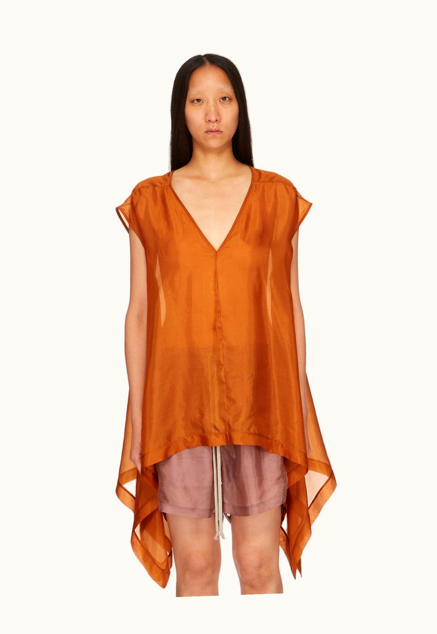 Rick Owens Rick Owens SS24 Lido Faun Top In Clay Washed Silk Habotai