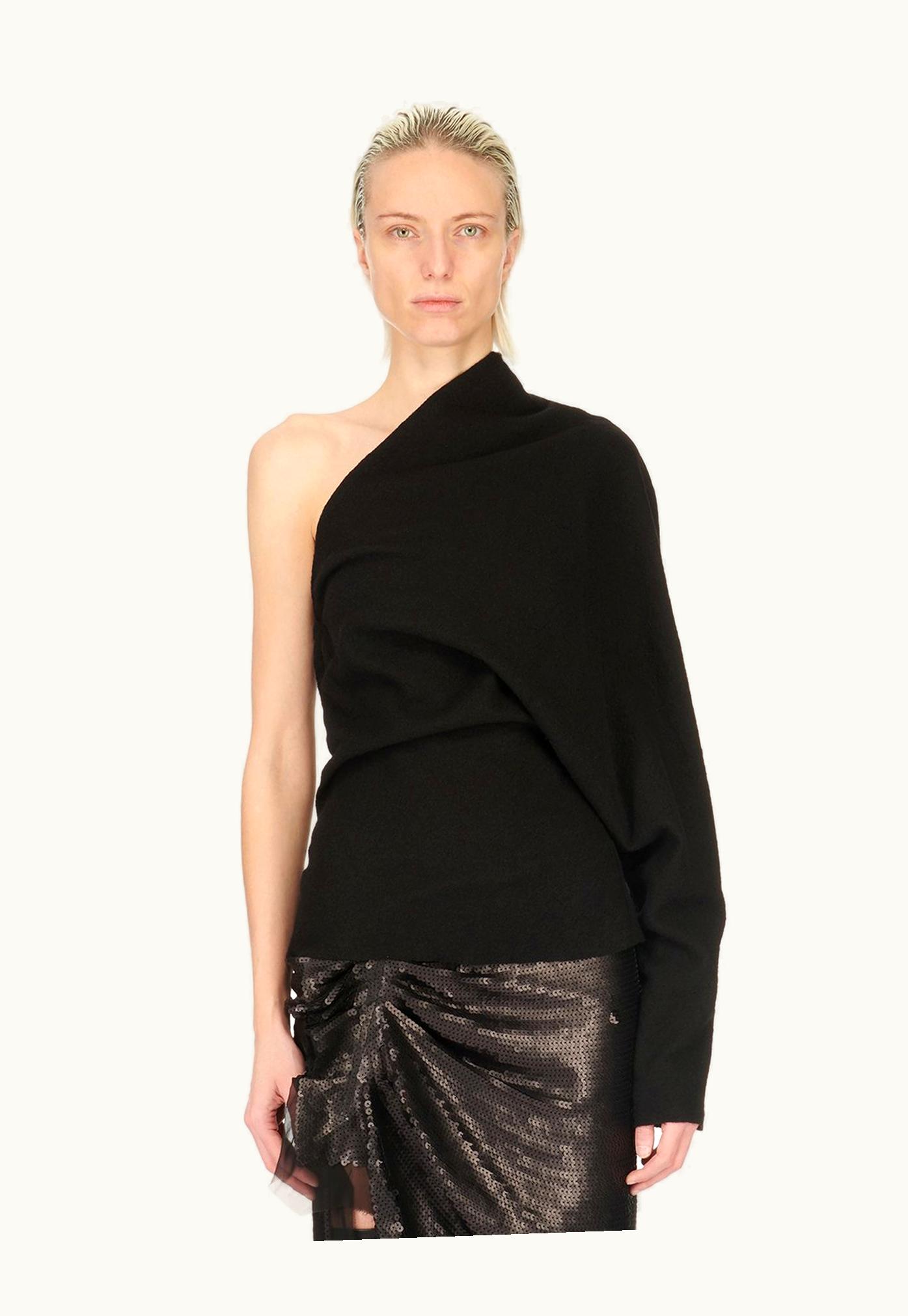 Rick Owens Rick Owens FW23 Luxor Runway One Sleeve Top In Soft Wool Flannel