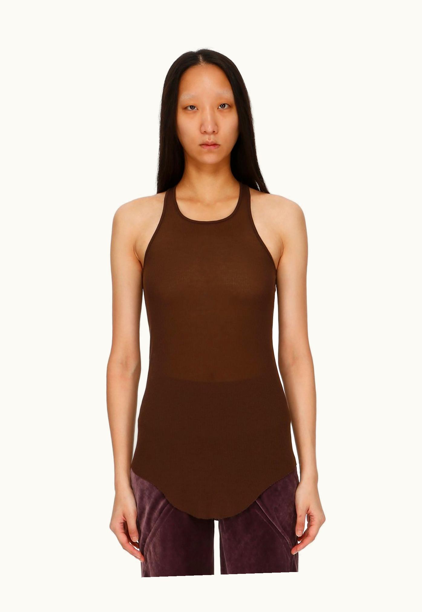Rick Owens RICK OWENS FW23 LUXOR BASIC RIB TANK Viscose Silk Brown