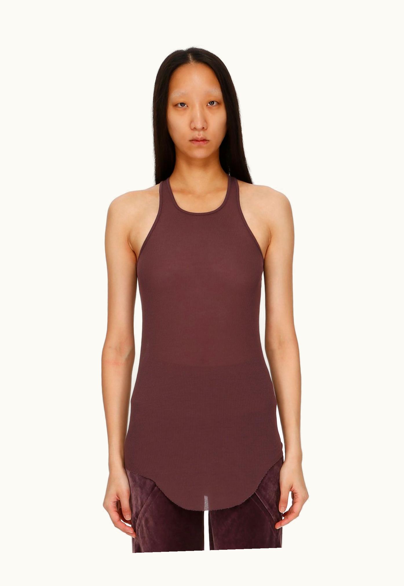 Rick Owens Rick Owens FW23 Luxor Basic Rib Tank Viscose Silk Jersey in Amethyst Purple