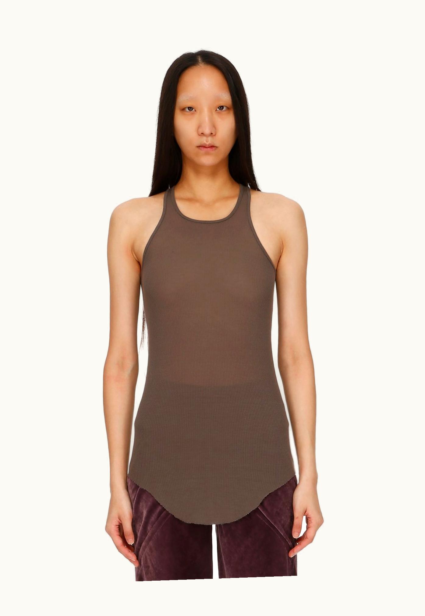 Rick Owens Rick Owens FW23 Luxor Basic Rib Tank In Dust Grey Viscose Silk Rib Jersey
