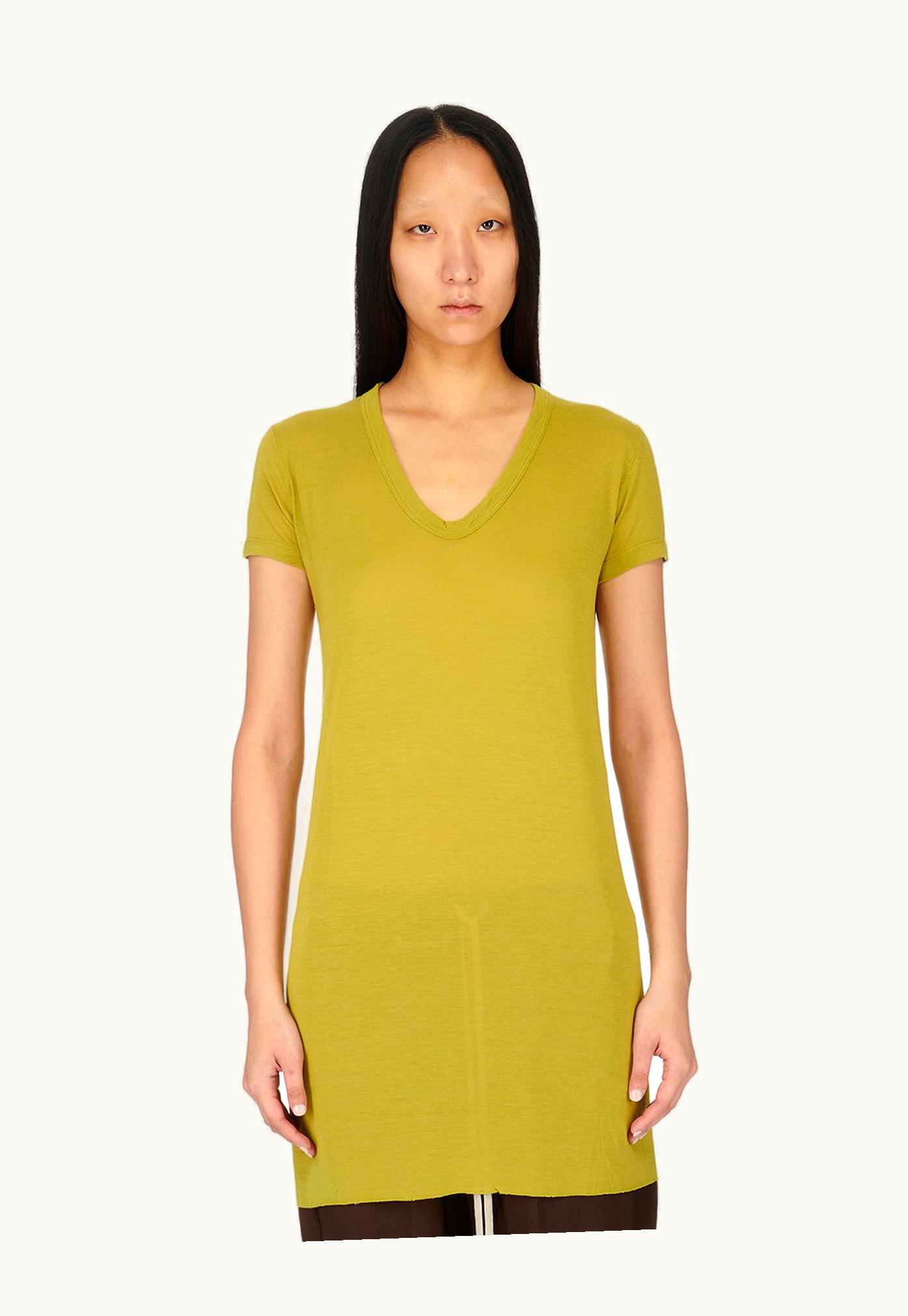 Rick Owens Rick Owens FW23 Luxor V Neck SS T In Acid Viscose Silk Jersey