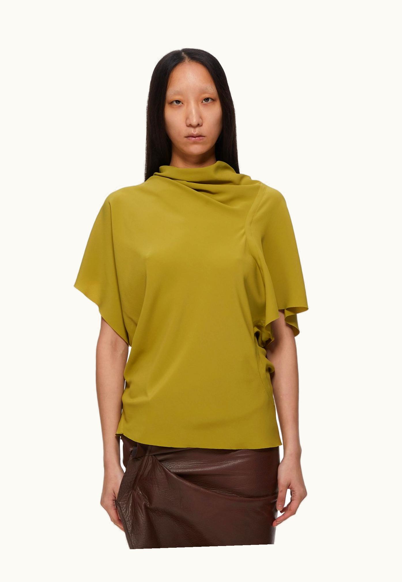 Rick Owens Rick Owens FW23 Luxor Seb Top In Acid Yellow Cocoon Crepe