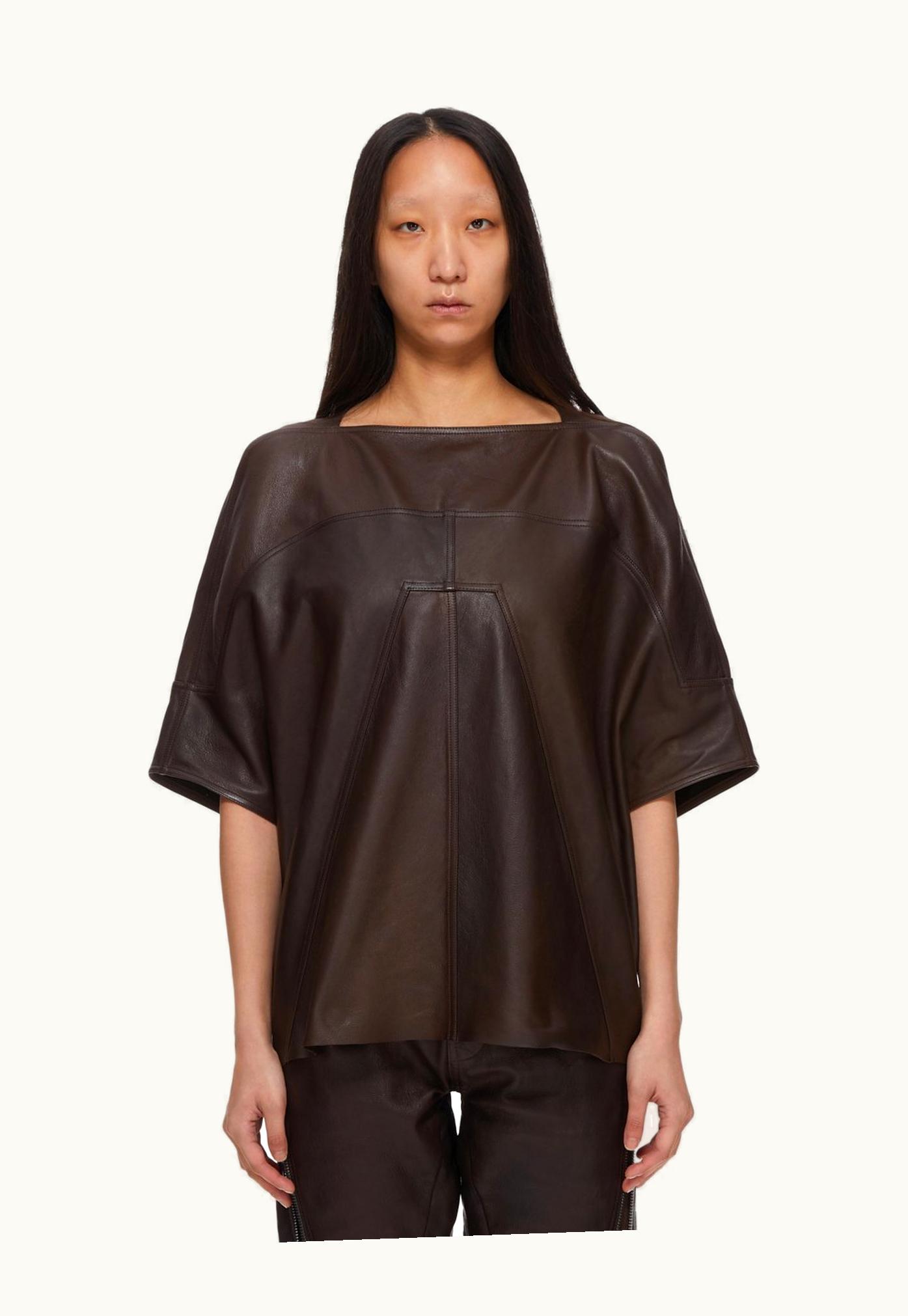 Rick Owens Rick Owens FW23 Luxor Fogakaftan Top In Brown Veg Nappa Lamb