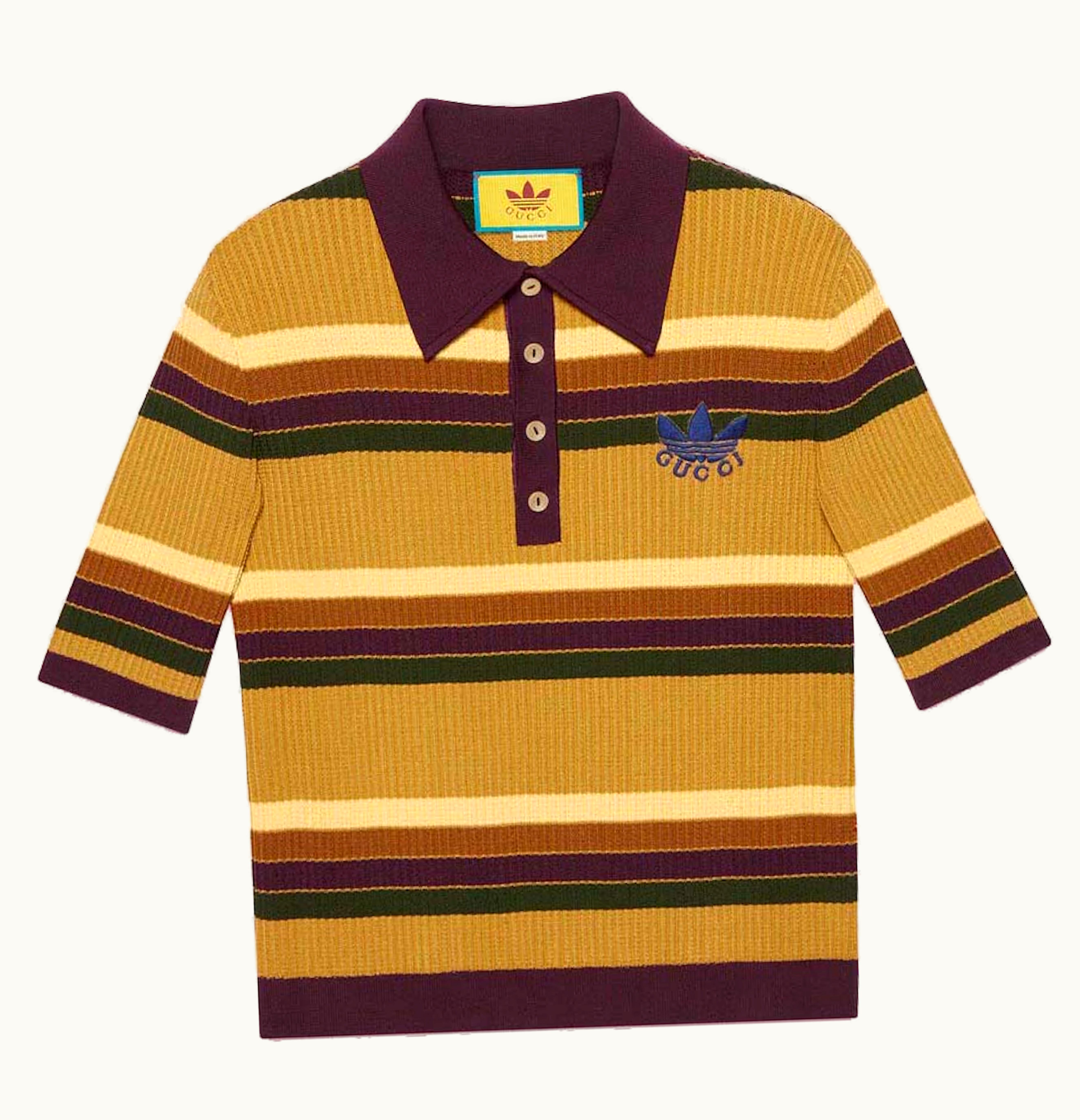 Gucci Gucci x adidas Striped Polo Yellow Brown