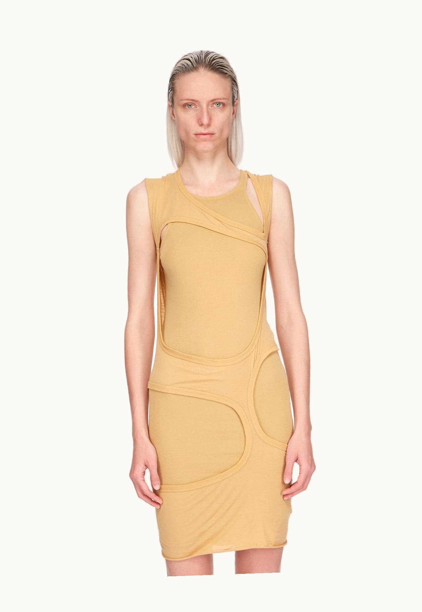 Rick Owens Rick Owens DRKSHDW SS24 Lido Membrane III In Mustard Cotton Gauze Jersey