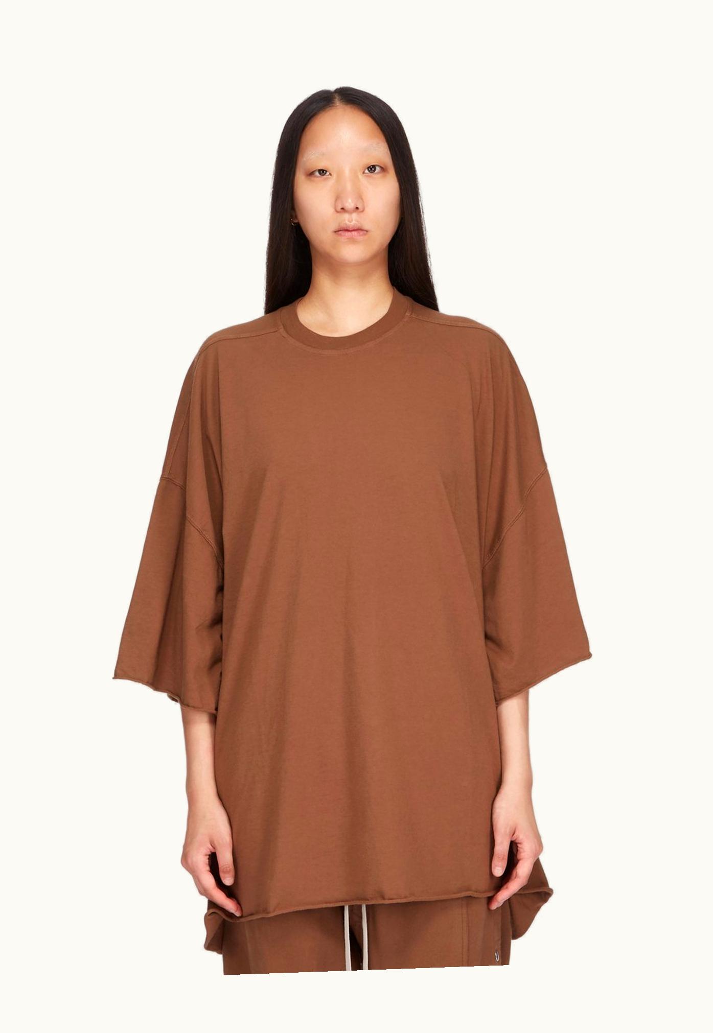 Rick Owens DRKSHDW SS24 Lido Tommy T Organic Cotton Jersey T-Shirt in Khaki Brown